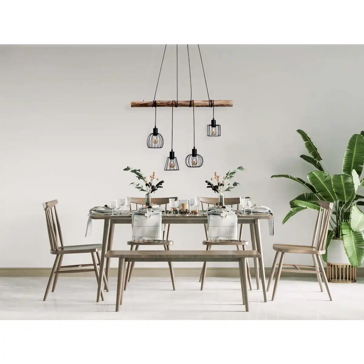 LED Glas-Pendelleuchte "BRASS" schwarz, klassisch, Hängelampe aus schwarzem Metall und Glas, mit fest verbauten LEDs, Beleuchtung für Wohnzimmer, Esszimmer oder Büro, 90 cm lang