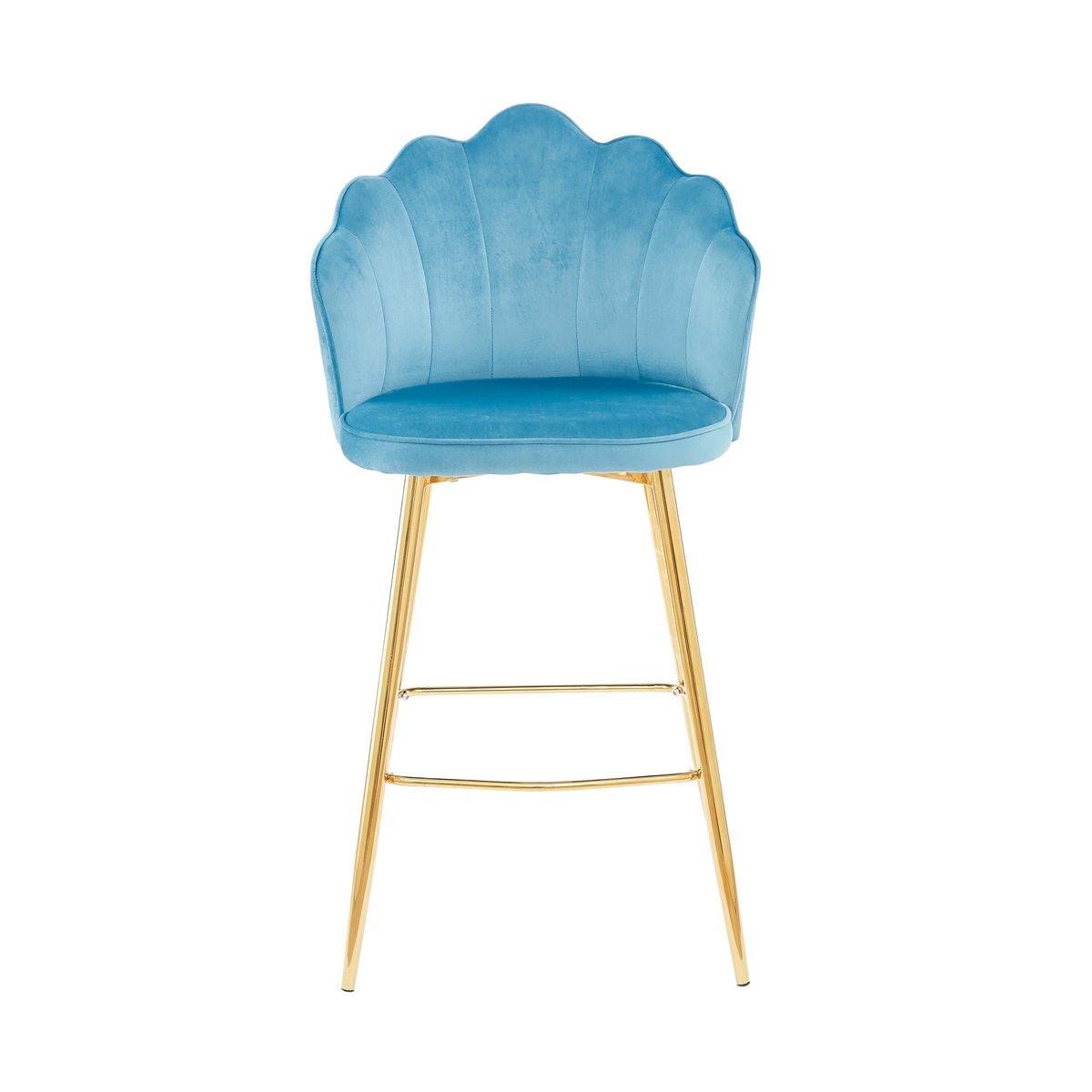 Barhocker Muscheldesign 2er Set aus Samt Blau