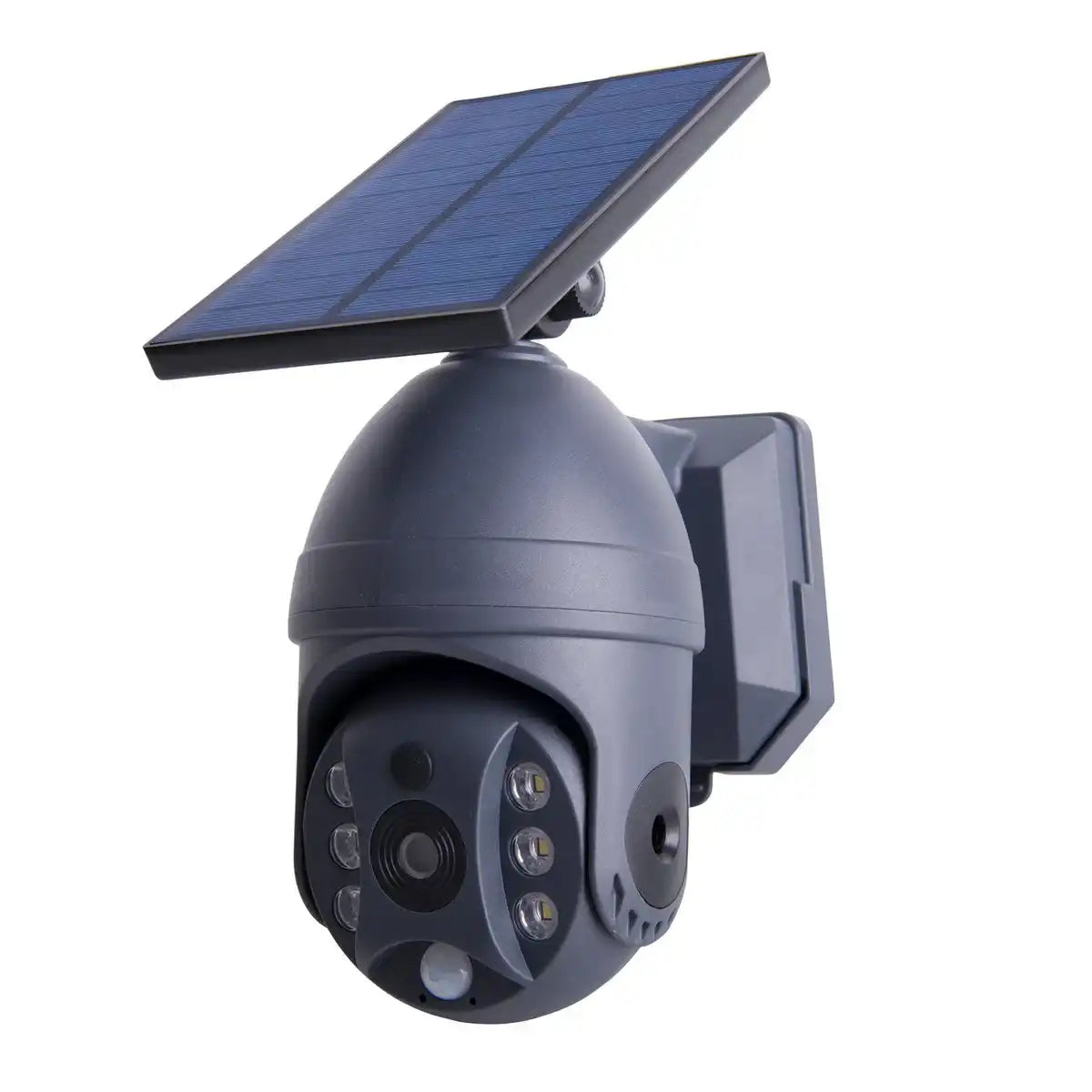 LED Solar Außenwandleuchte "MOHO" mit Bewegungsmelder und Security-Kamera-Attrappe , Wandleuchte aus Kunststoff in Grau, mit integrierter LED