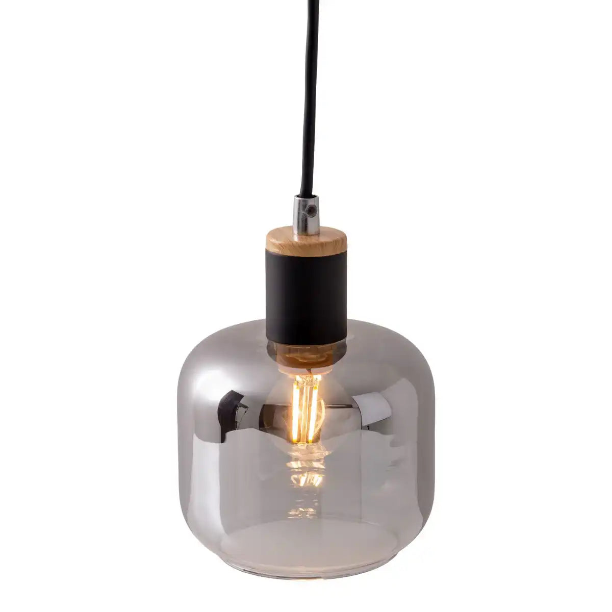1er Pendelleuchte "FUMOSO", Pendellampe aus Metall und Glas in Schwarz,, mit E14-Fassung, für Esszimmer, Wohnzimmer, Diele oder Büro, Hängelampe 80 x 20 cm