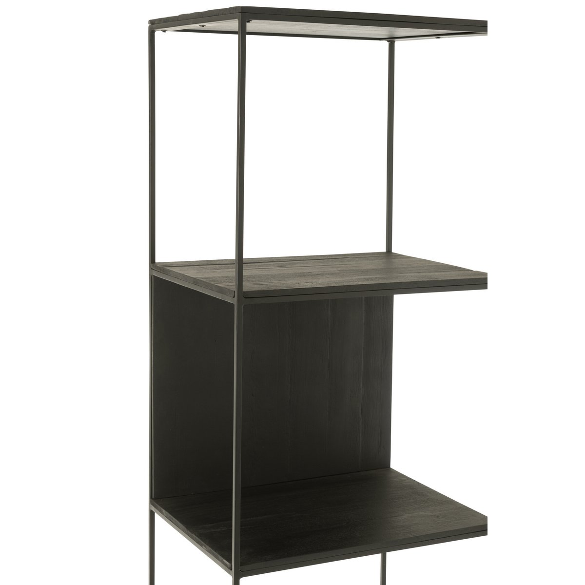 J -Line Rek Slim Teak - Holz/Metall - Schwarz
