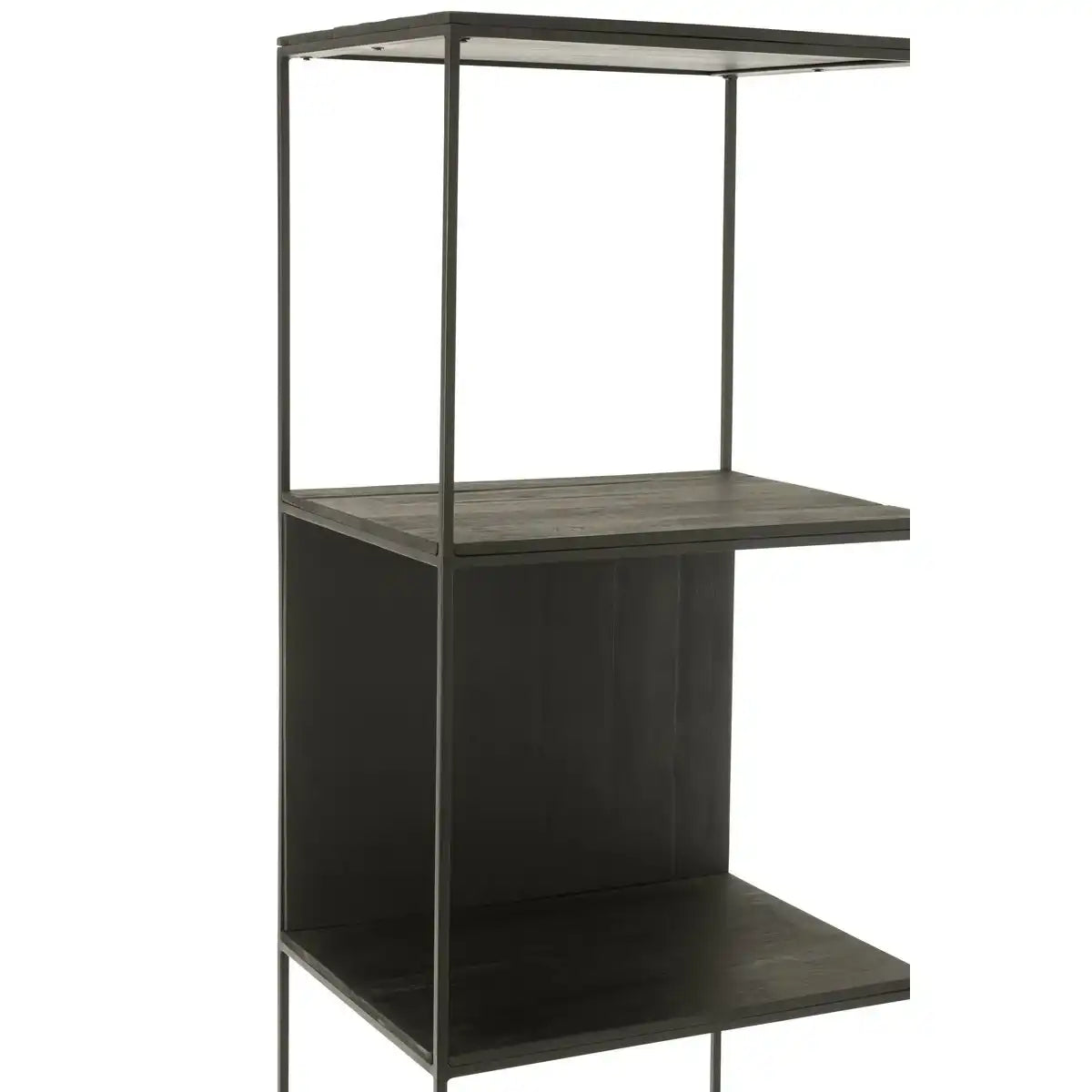 J -Line Rek Slim Teak - Holz/Metall - Schwarz