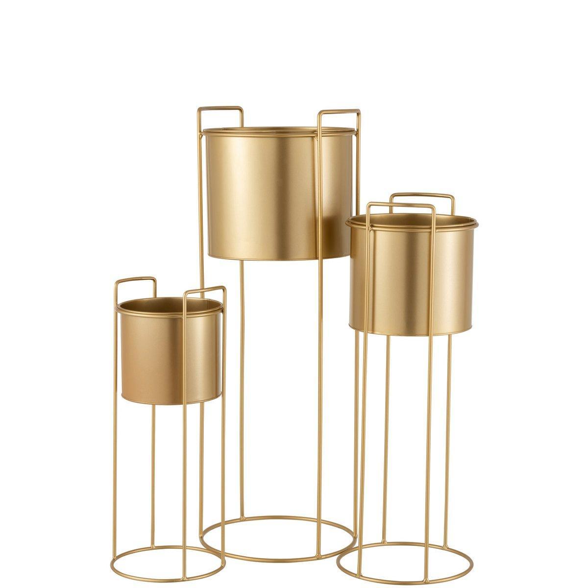 J-Line Blumentopf auf Fuß - Metall - Gold - Ø 28,00 cm - 3 Stück