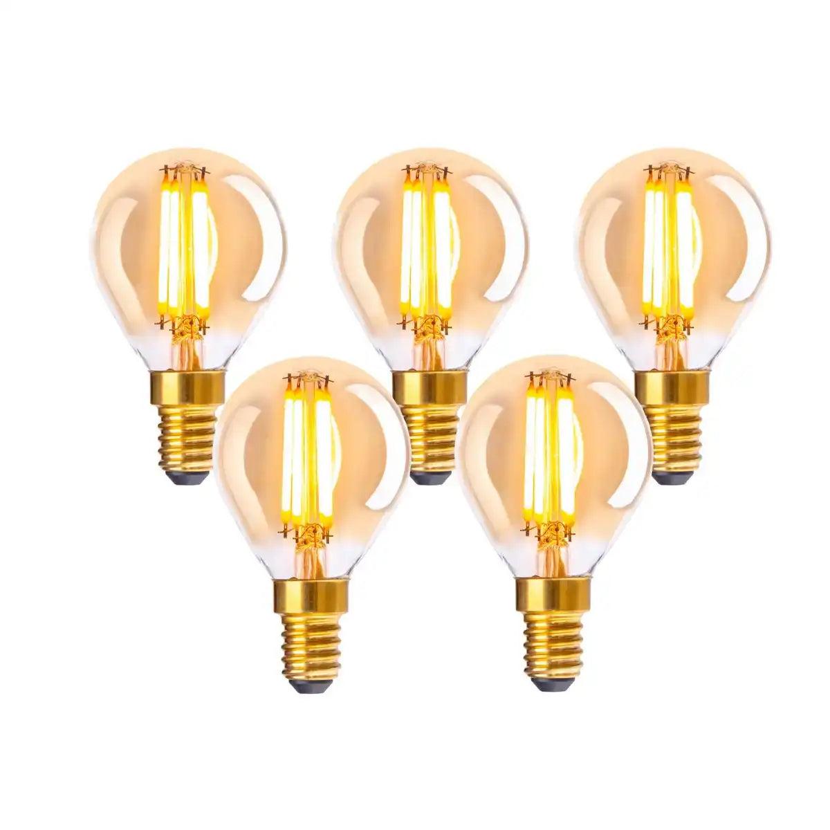 5er-Set LED Leuchtmittel mit E14-Fassung 4 Watt, aus Metall und Glas, amber