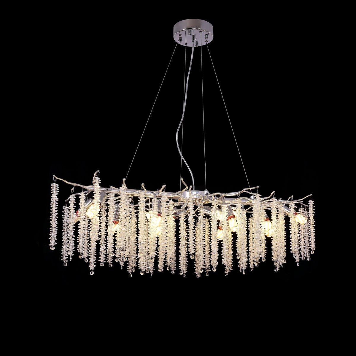 Kronleuchte Hanging Lamp Frost Silber 100x40 cm
