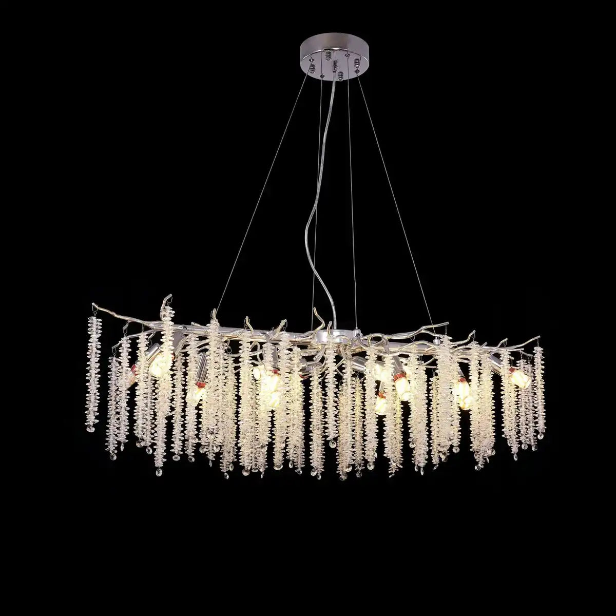 Kronleuchte Hanging Lamp Frost Silber 100x40 cm
