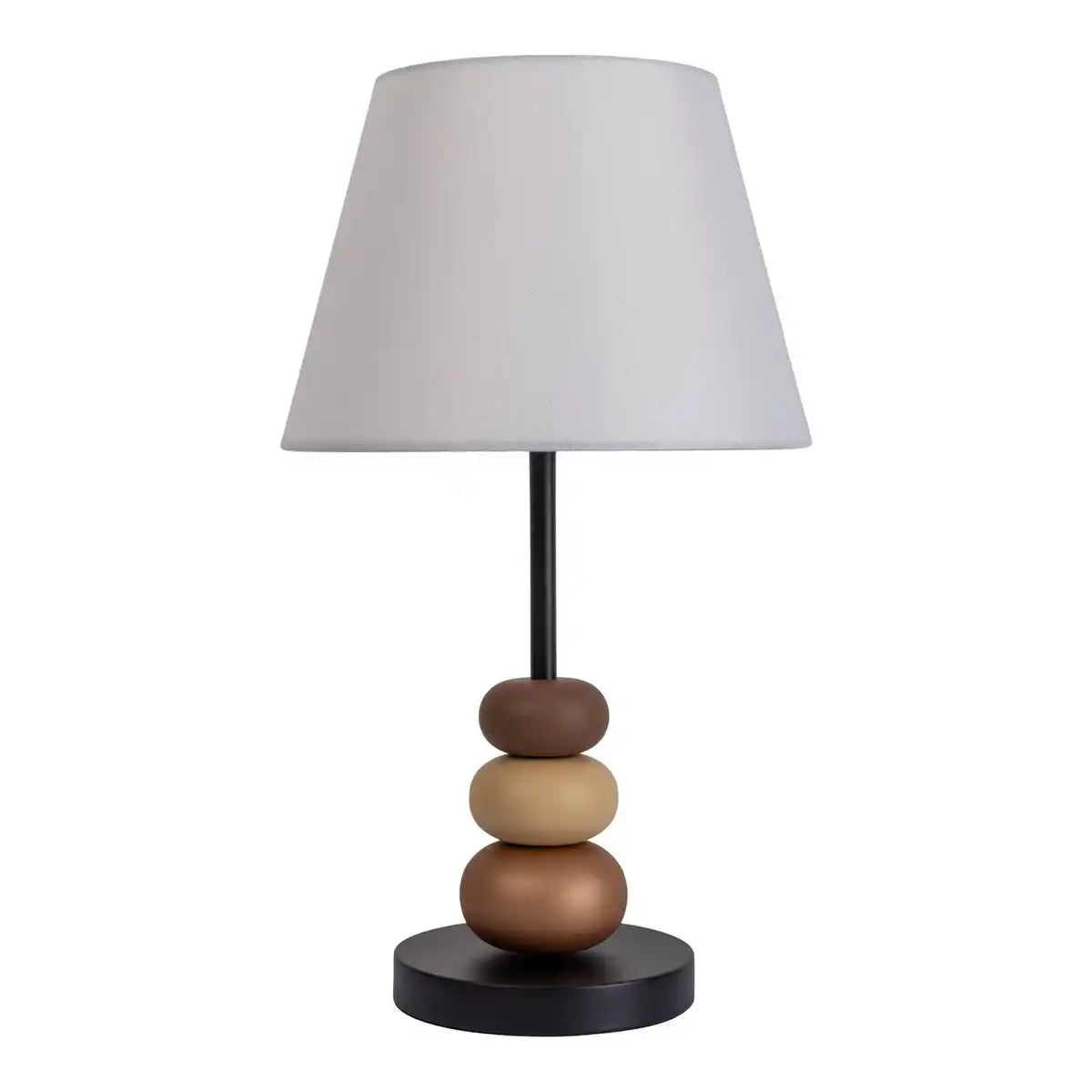 Tischleuchte "ELINA", ca. 50 cm hoch, aus Metall in Schwarz/Braun, Textilschirm in Weiß, E27