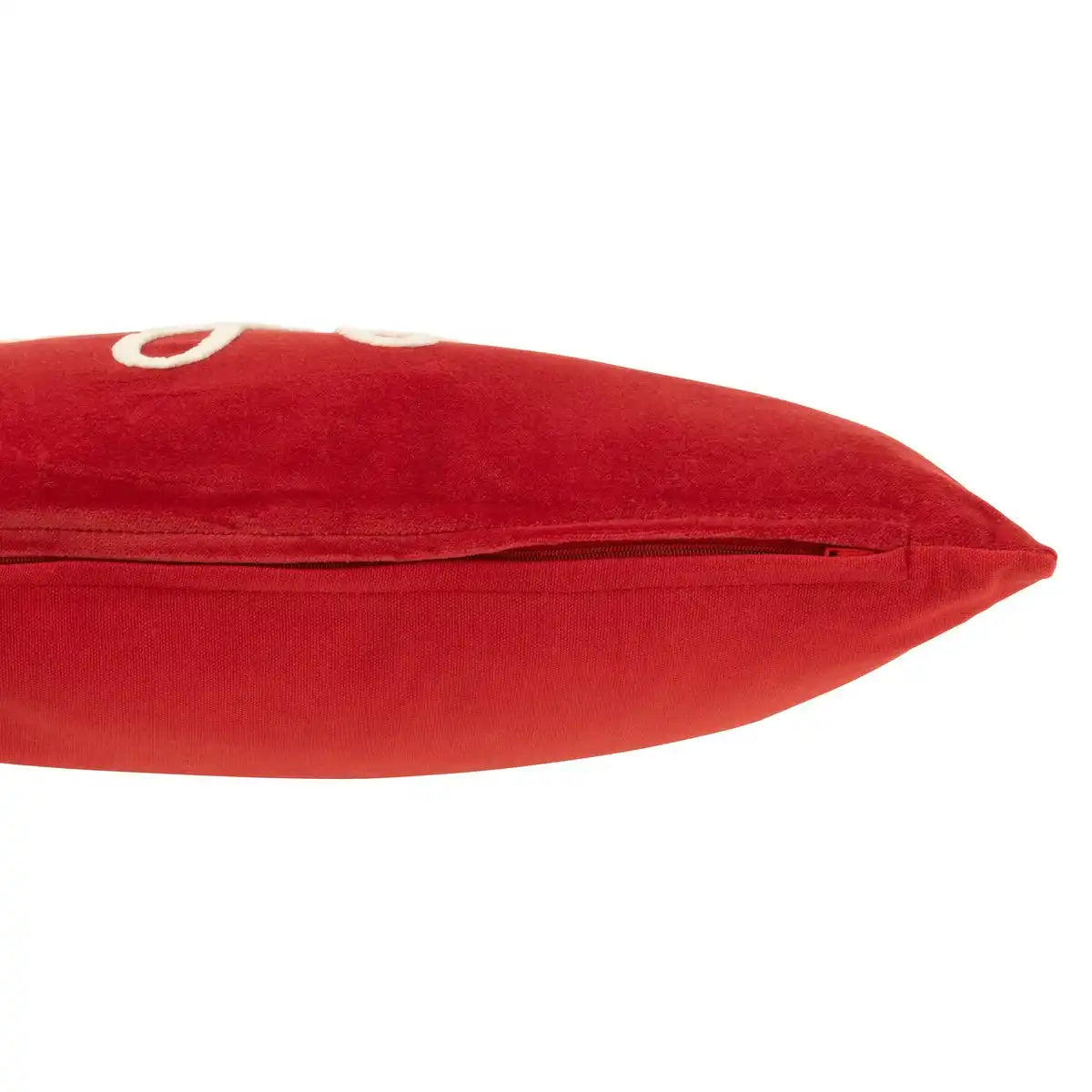 J-Line Kissen Rechteck Joyful Velours Rot/Weiß