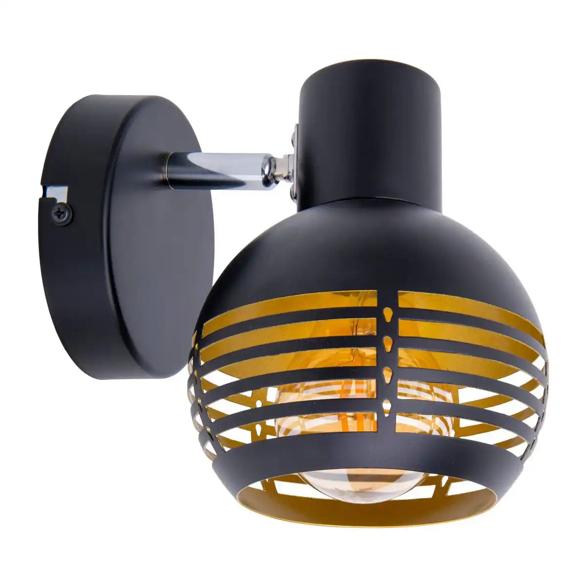 1er Wand- und Deckenleuchte, Spot "CASCO" aus Metall in Schwarz, und Gold, mit E27-Fassung, 23 x 12 x 14 cm. Stilvolle Beleuchtung für Wohnzimmer, Esszimmer oder Küche.