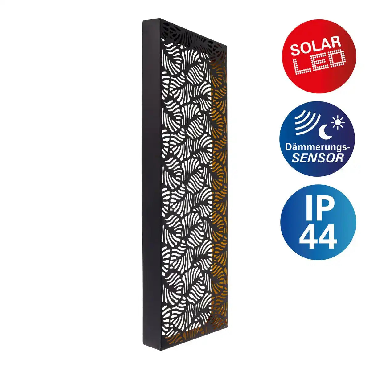 Solar- /Dekoleuchte "IMA" aus schwarzem Metall, warmweiß, mit Dämmerungssensor, ca 61,7 cm hoch, für den Außenbereich