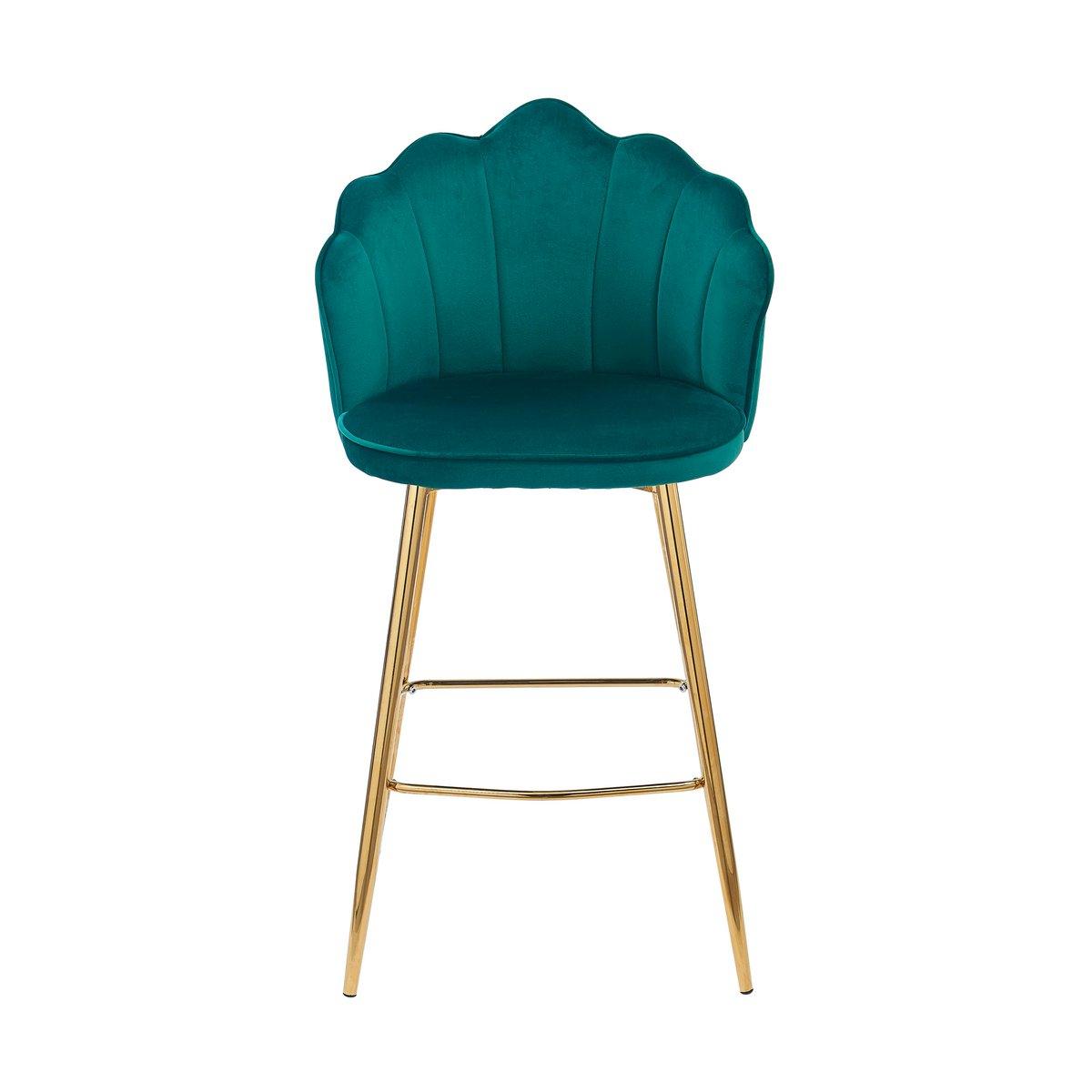 Barhocker Muscheldesign 2er Set aus Samt Grün