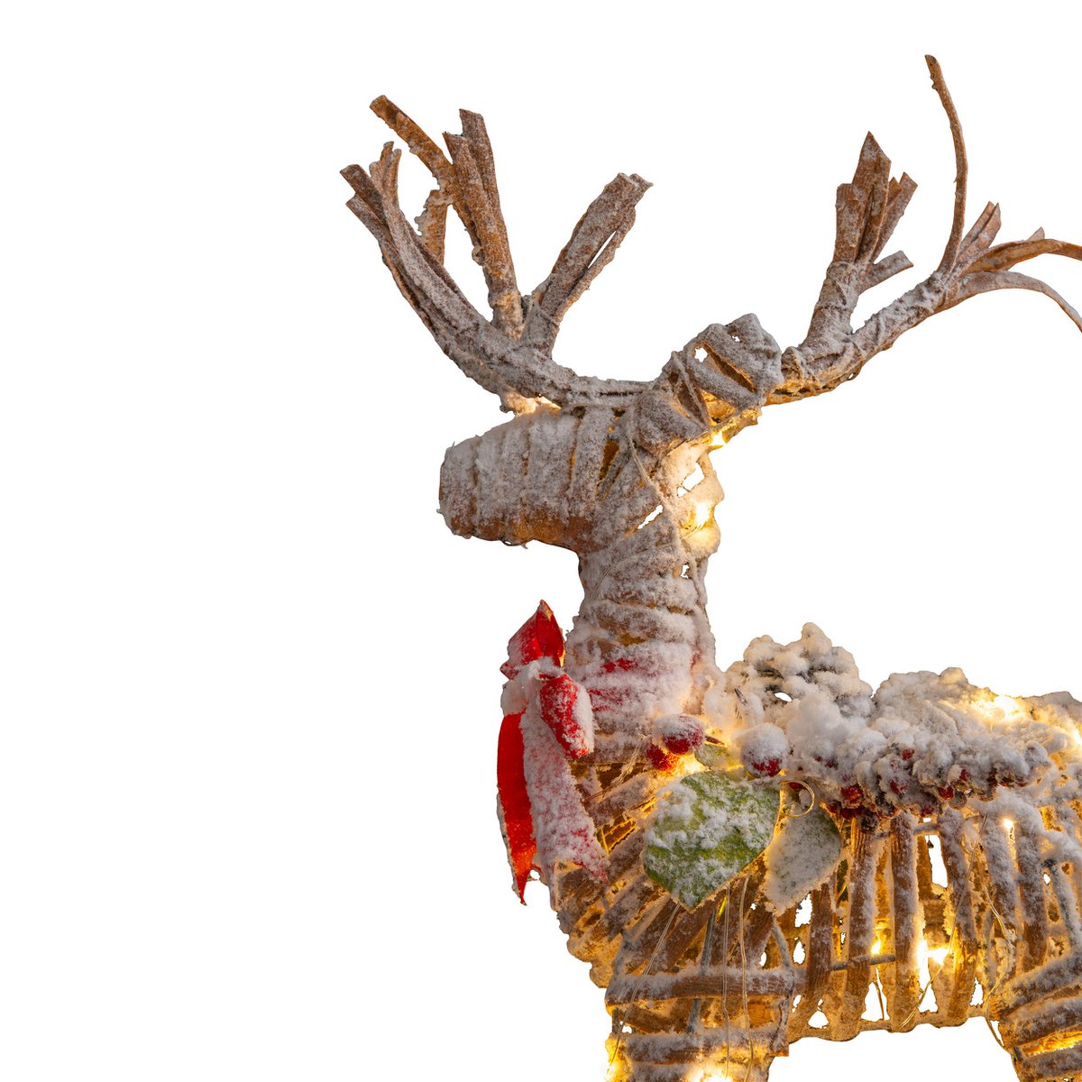 LED-Weihnachtsdeko "RENTIER" aus wetterfestem Kunststoff in natur, mit fest verbauten LEDs