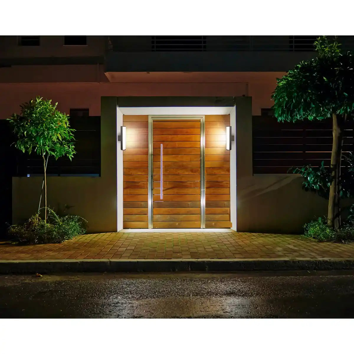 LED Außen Wandleuchten "FLAIR", 30cm aus grauem Metall und Kunststoff, mit integrierter LED