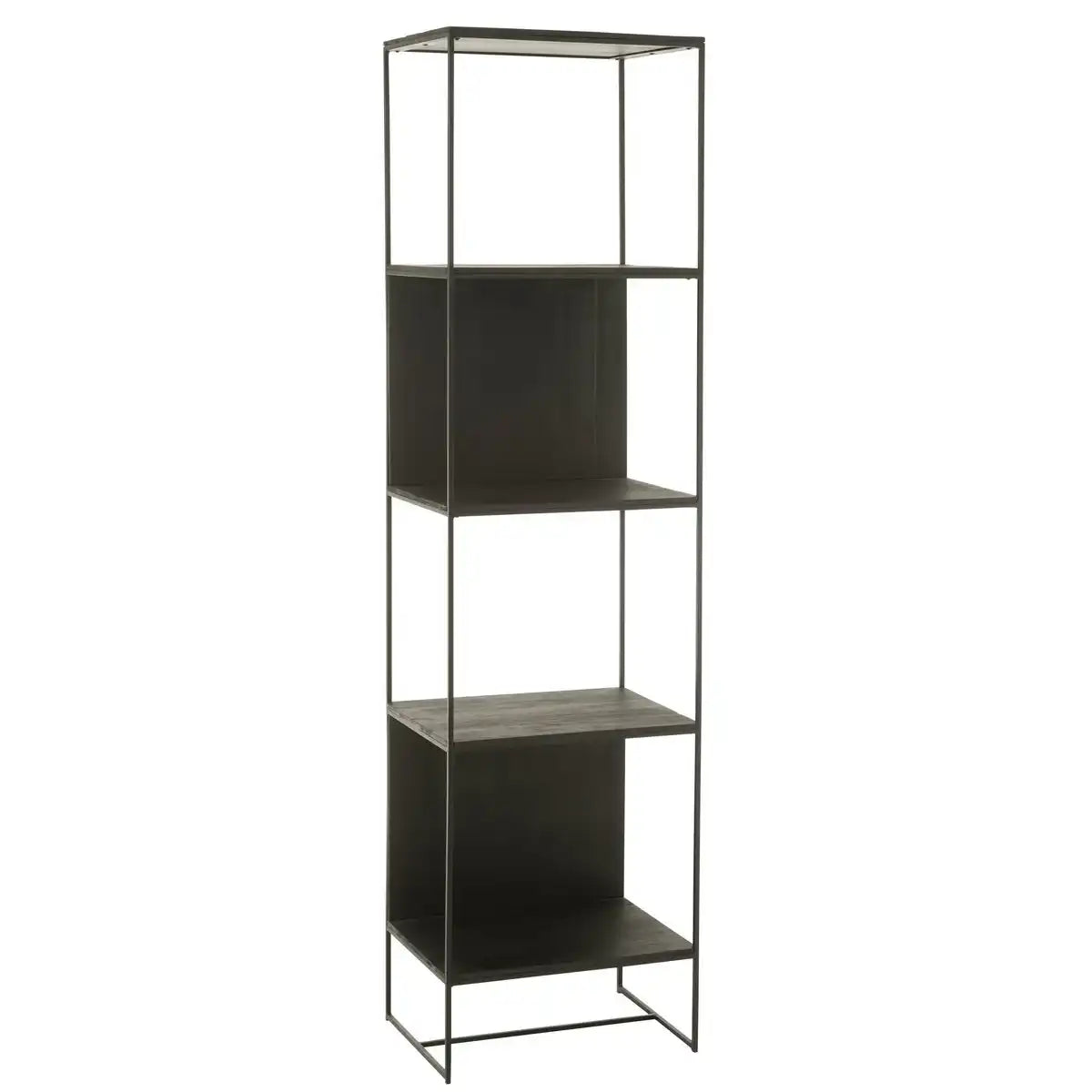 J -Line Rek Slim Teak - Holz/Metall - Schwarz