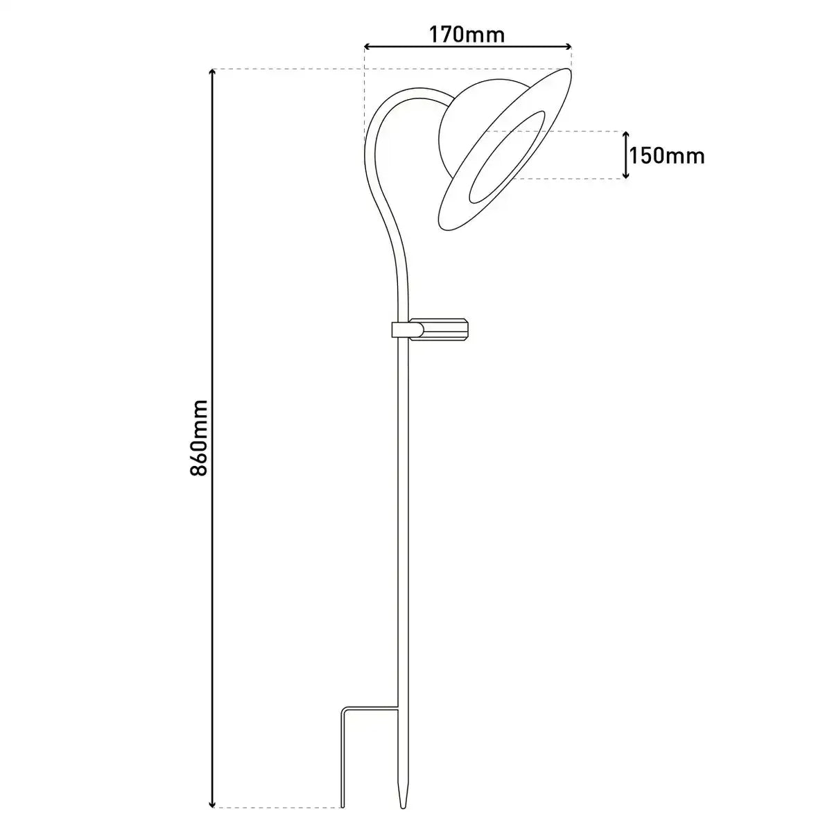 LED Solarleuchte "Bowler" mit Erdspieß für Garten und Terrasse aus Metall und Kunststoff in Schwarz, mit fest verbauten LEDs, Solar Lampe für den Garten 86 cm hoch