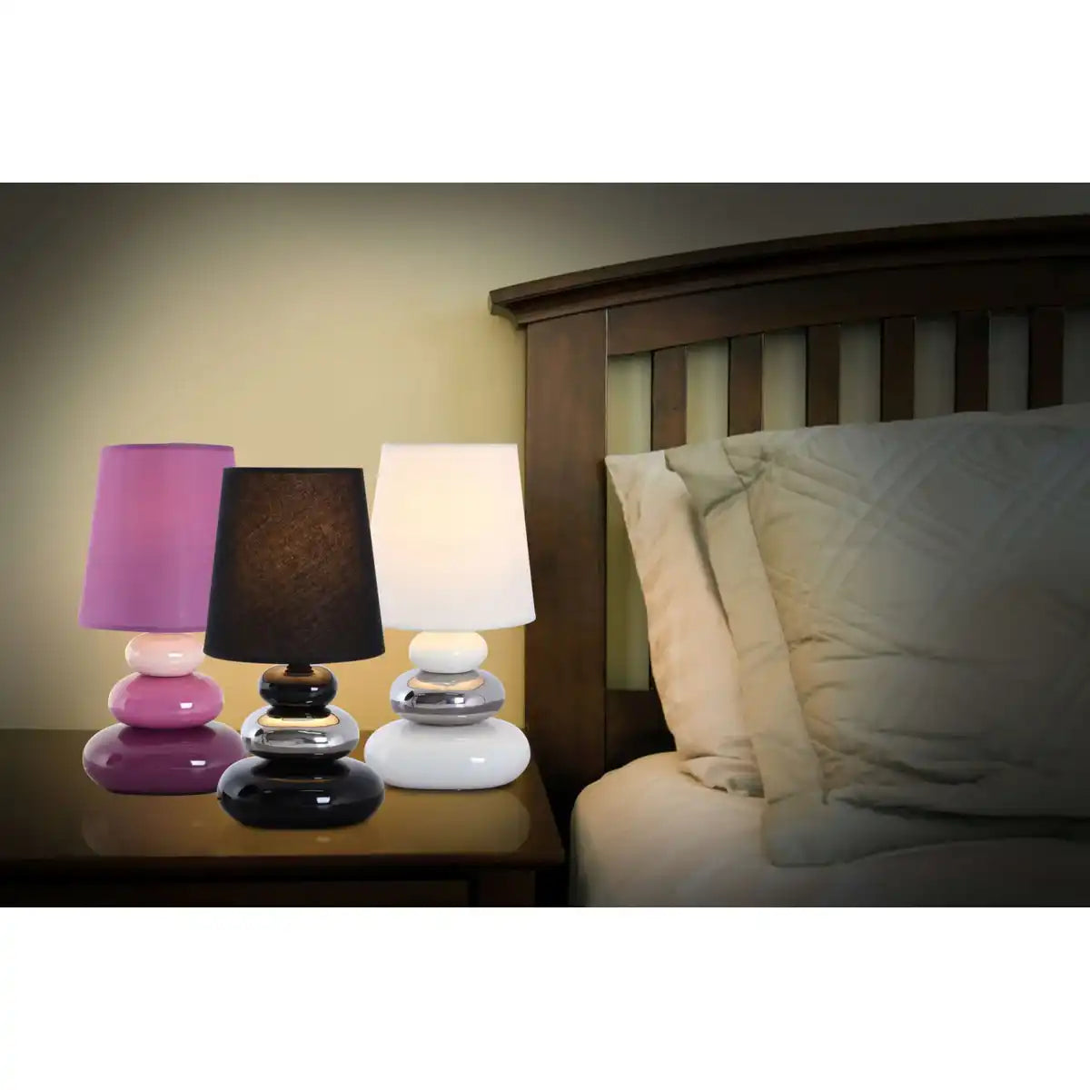 Keramik Tischleuchte "STONEY", Tischlampe aus Keramik, weiß, mit E14-Fassung, Tischlampe für Esszimmer, Wohnzimmer, Diele oder Büro, oder als Nachttischlampe, 31 cm hoch