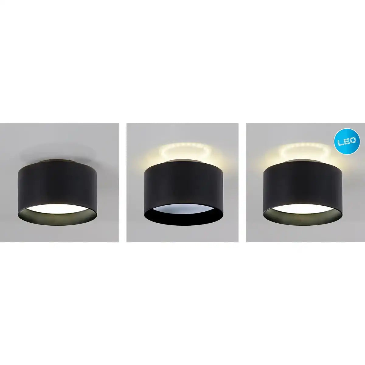 LED Spot "TRIOS" Ø 14 cm schwarz, aus Metall und Kunststoff mit integrierten LEDs