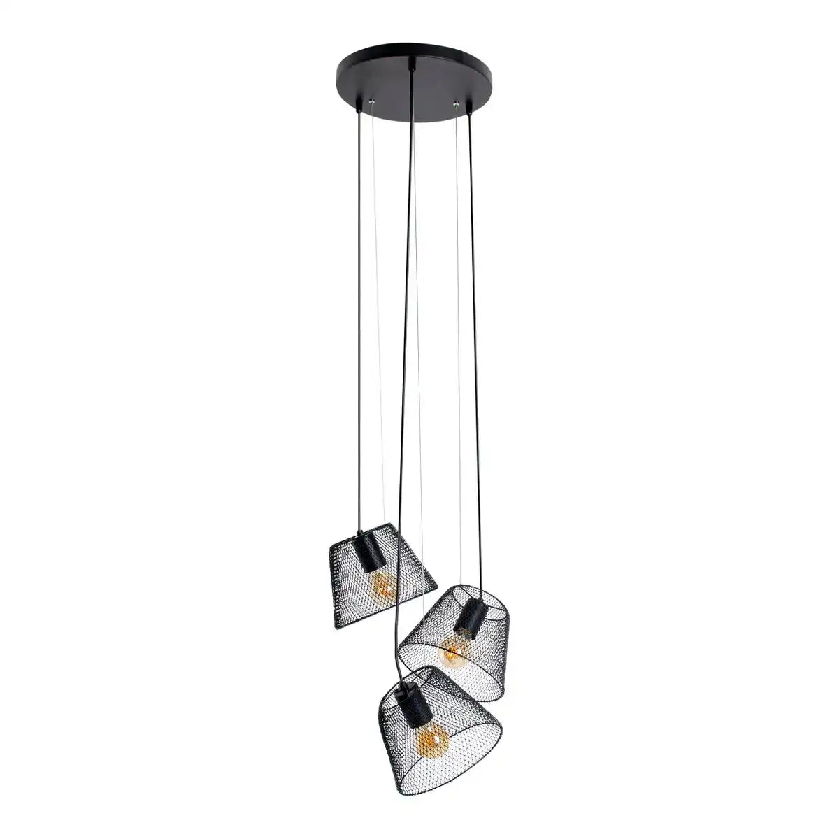 3er Pendelleuchte "KORIE" Pendellampe aus Metall in Schwarz, mit E27-Fassungen, Ø30cm, für Wohnbereich und Büro.