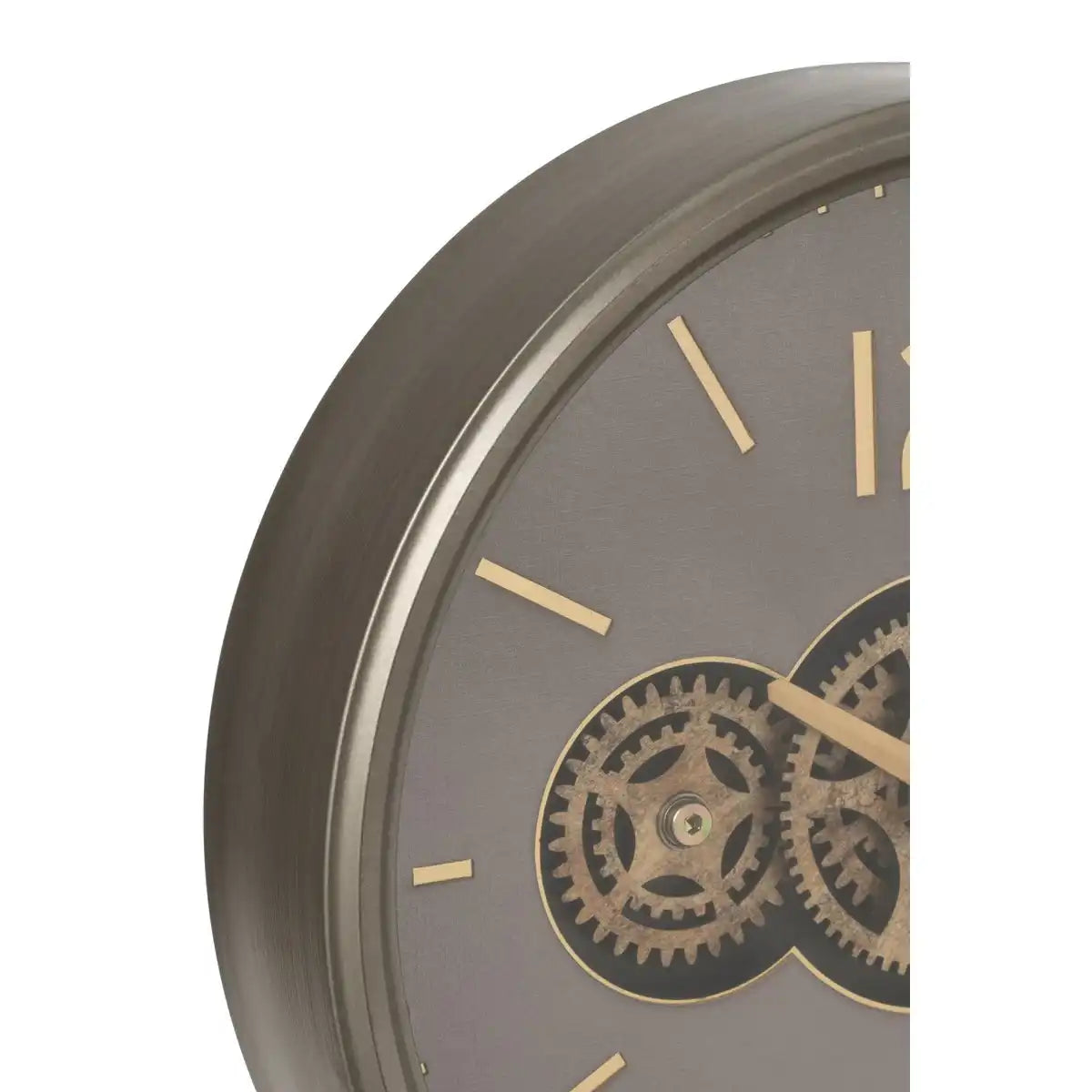 J -Line Klok Gear MDF - Grau/Gold - klein - Ø 39 cm