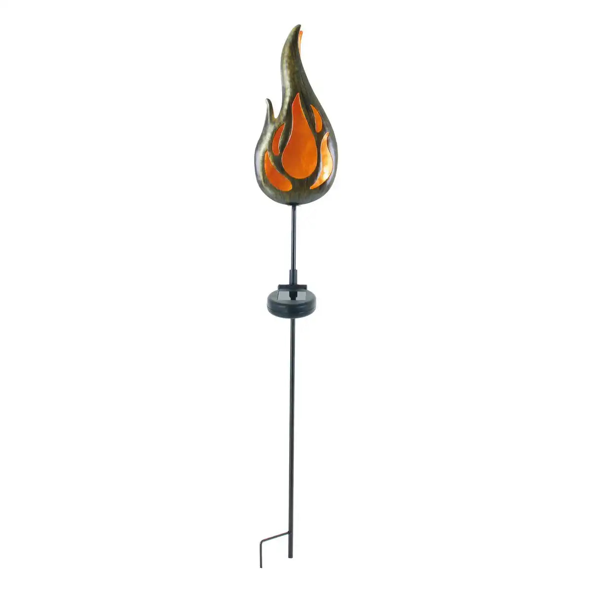 LED-Solar Erdspieß "FLAMME" Außen Erdspieß aus bronzefarbenem Metall und Kunststoff, mit integrierter LED