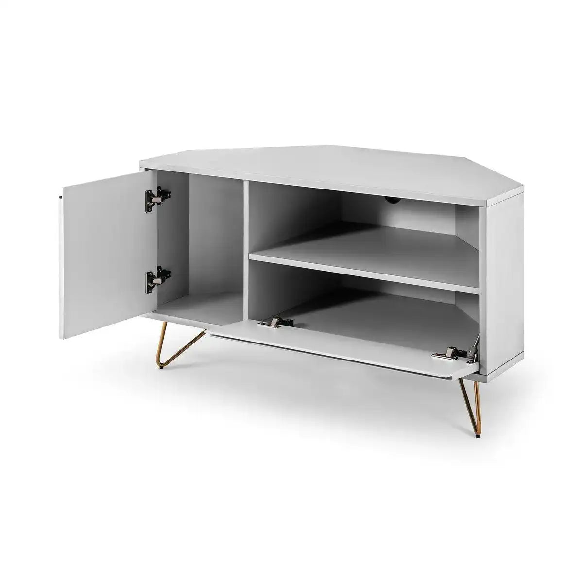 Eck TV-Lowboard mit Schublade, Klappfach und offenem Fach - HomeDesign Knaus