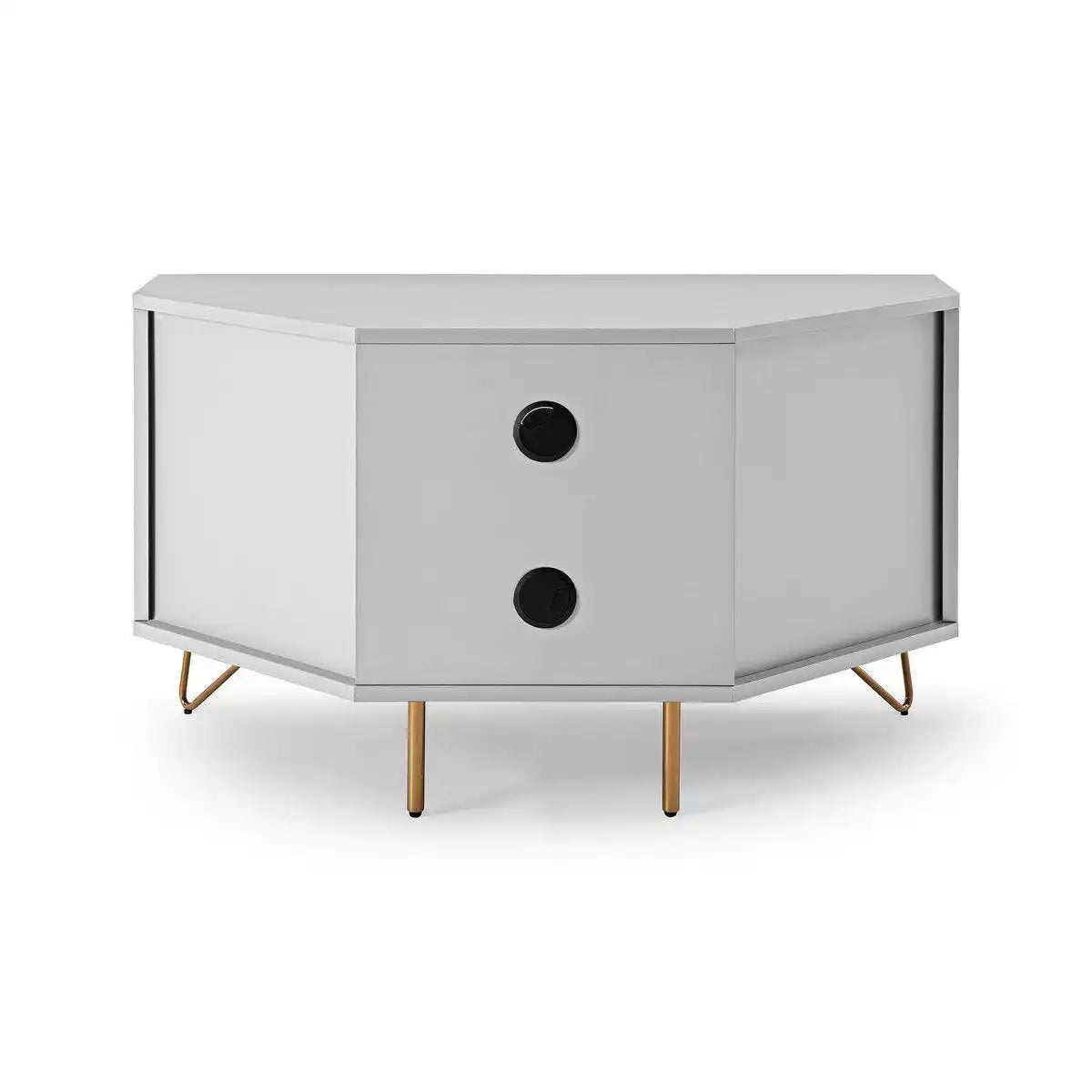 Eck TV-Lowboard mit Schublade, Klappfach und offenem Fach - HomeDesign Knaus
