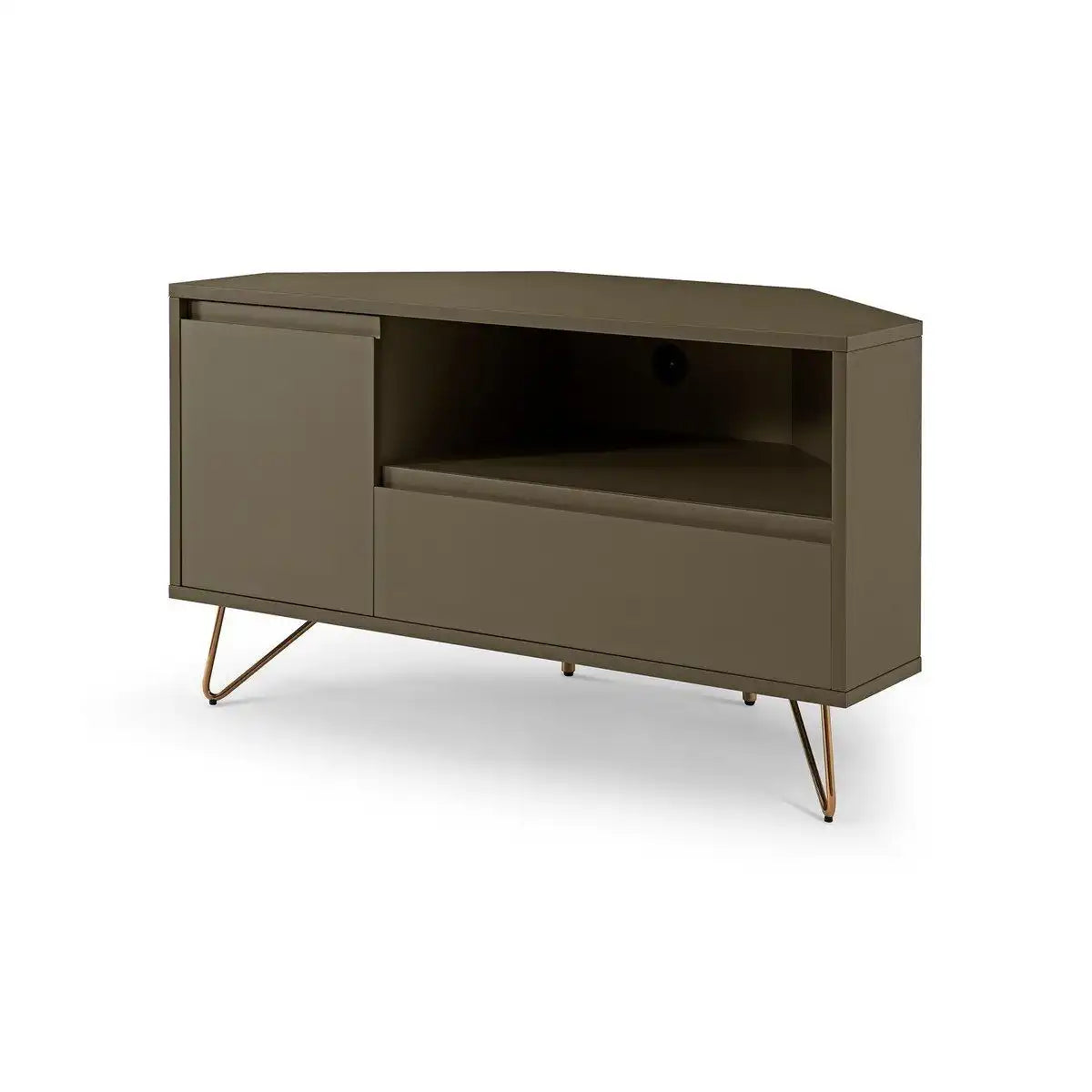Eck TV-Lowboard mit Schublade, Klappfach und offenem Fach - HomeDesign Knaus