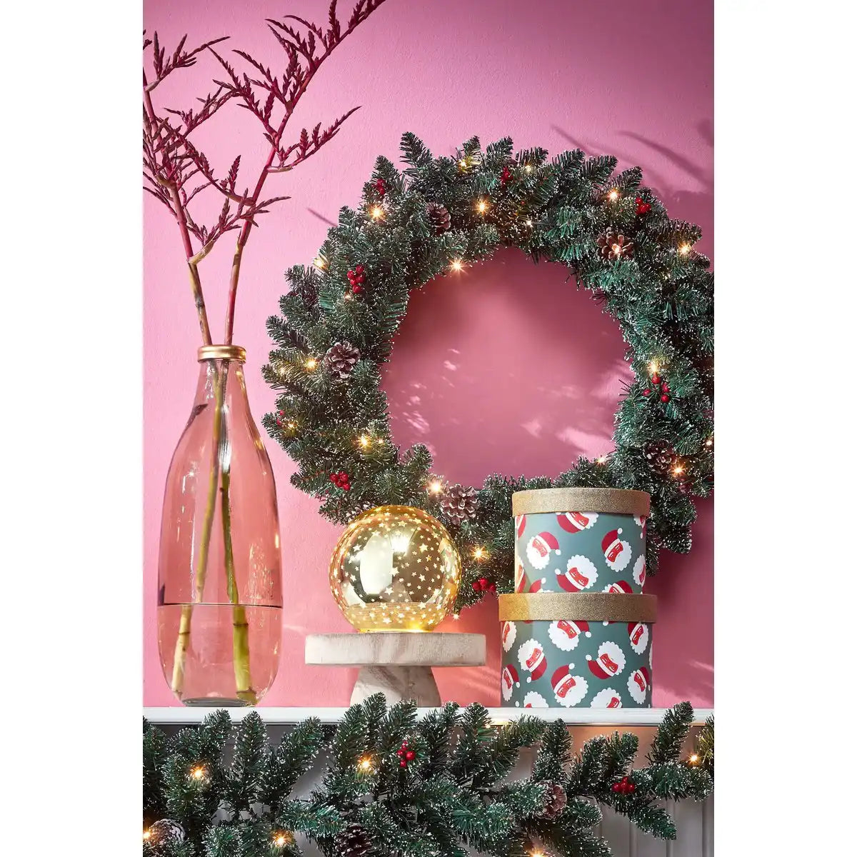 Creston Weihnachtskranz mit LED-Beleuchtung – Ø60 cm – Grün