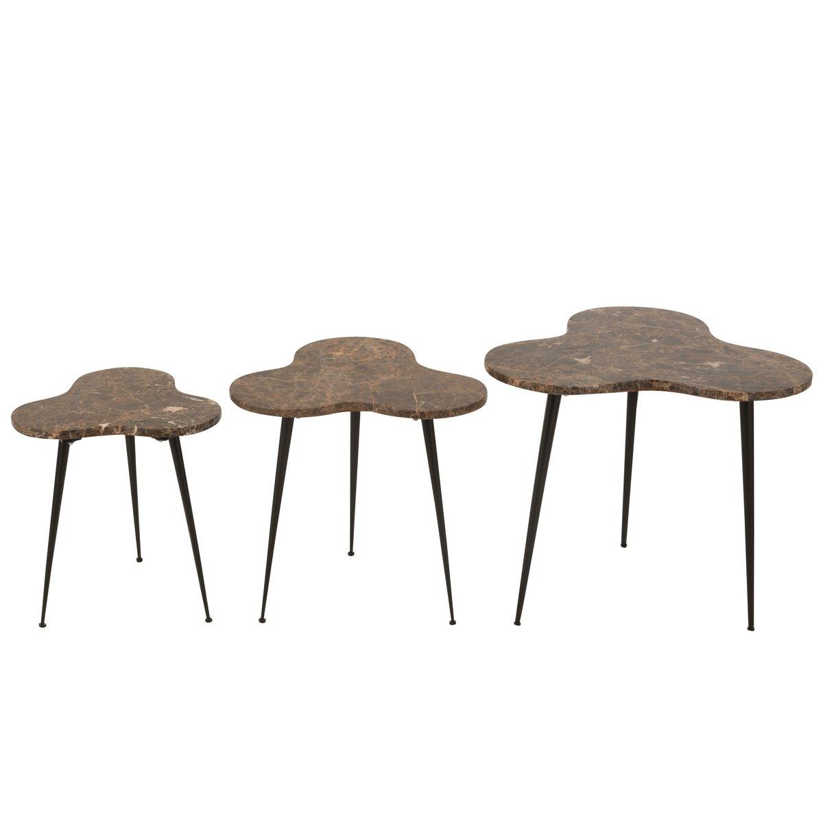J-Line Beistelltisch – Marmor/Metall – Braun/Schwarz –
