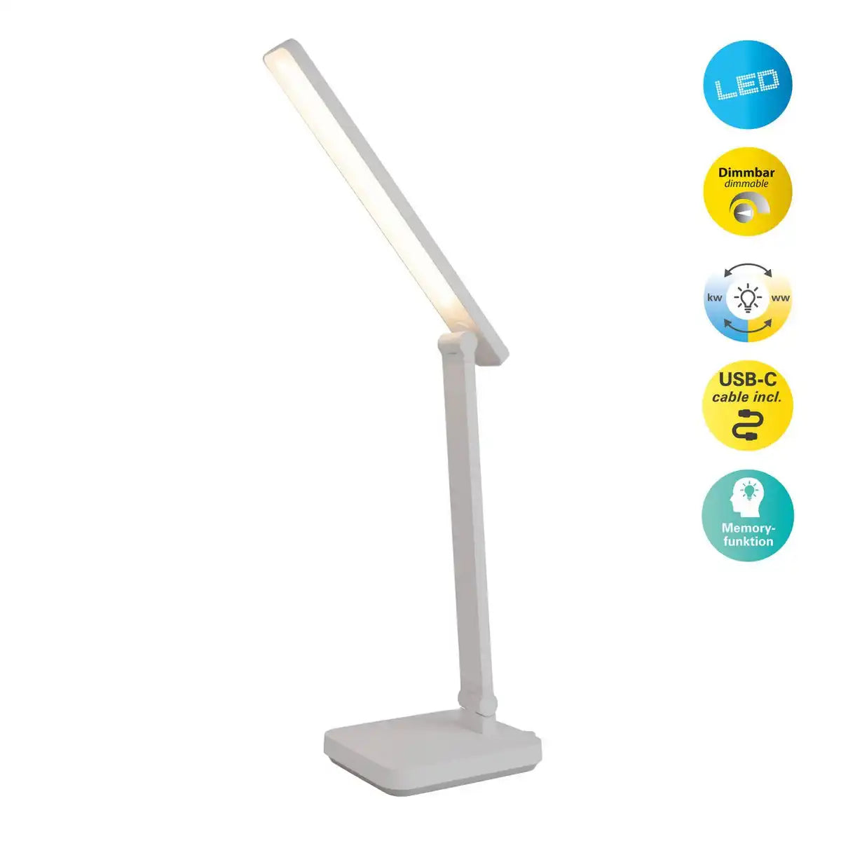LED Tischleuchte "MOVER" weiß, Metall und Kunststoff, 38 cm hoch, dimmbar, CCT-Farbwechsler