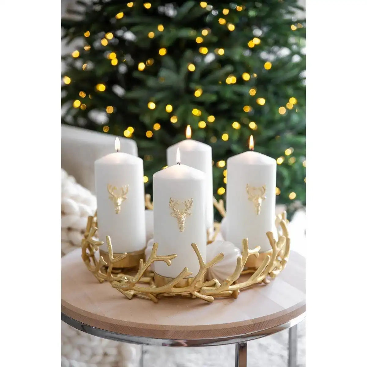 EDZARD 3er Set Kerzenpin Kerzenstecker Elch, Aluminium vernickelt goldfarben, Höhe 6 cm - HomeDesign Knaus