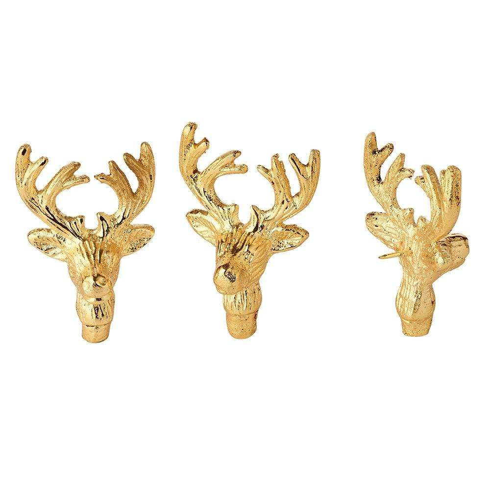 EDZARD 3er Set Kerzenpin Kerzenstecker Elch, Aluminium vernickelt goldfarben, Höhe 6 cm - HomeDesign Knaus