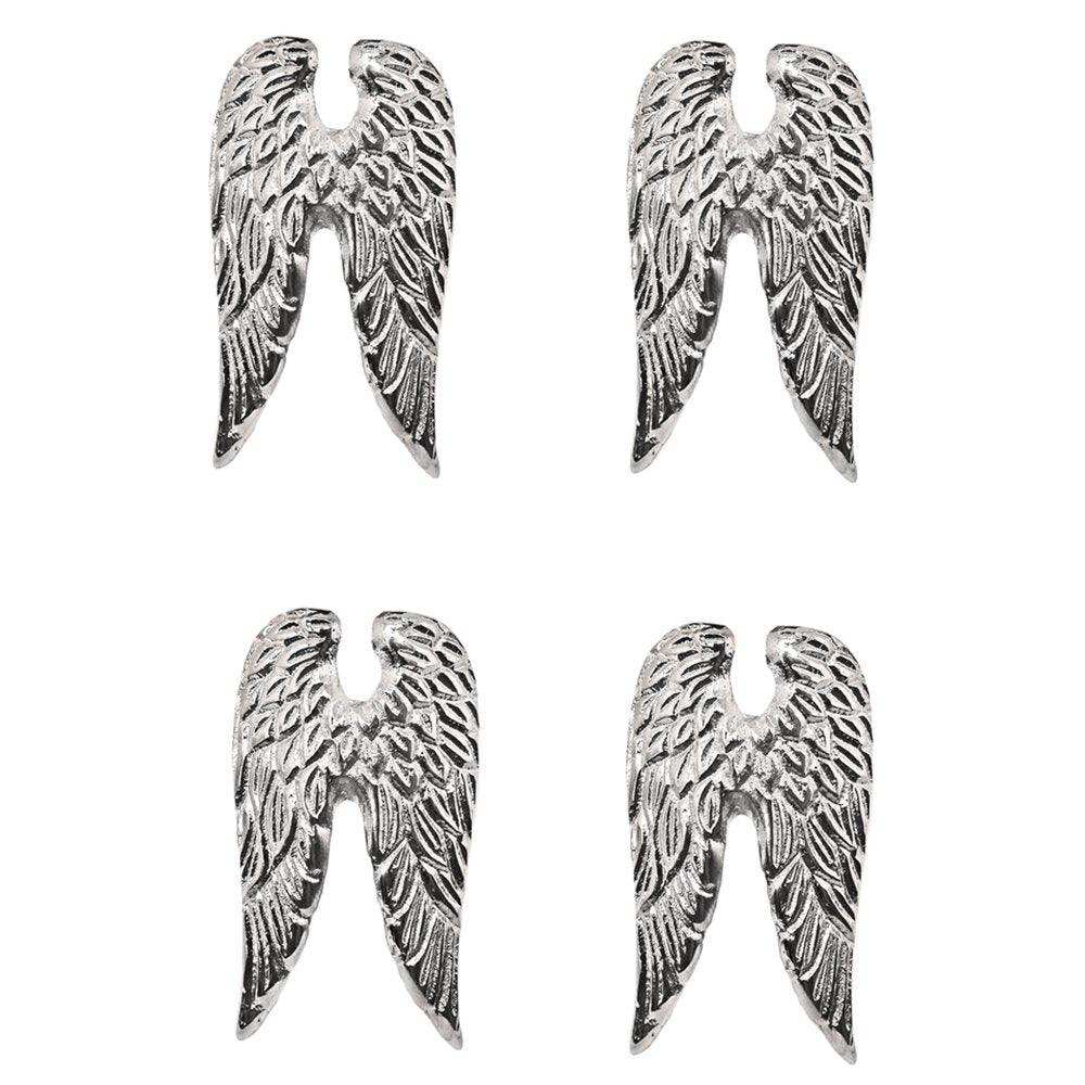 EDZARD 4er Set Kerzenpin Kerzenstecker Flügel Wings, Aluminium vernickelt, Höhe 7 cm - HomeDesign Knaus