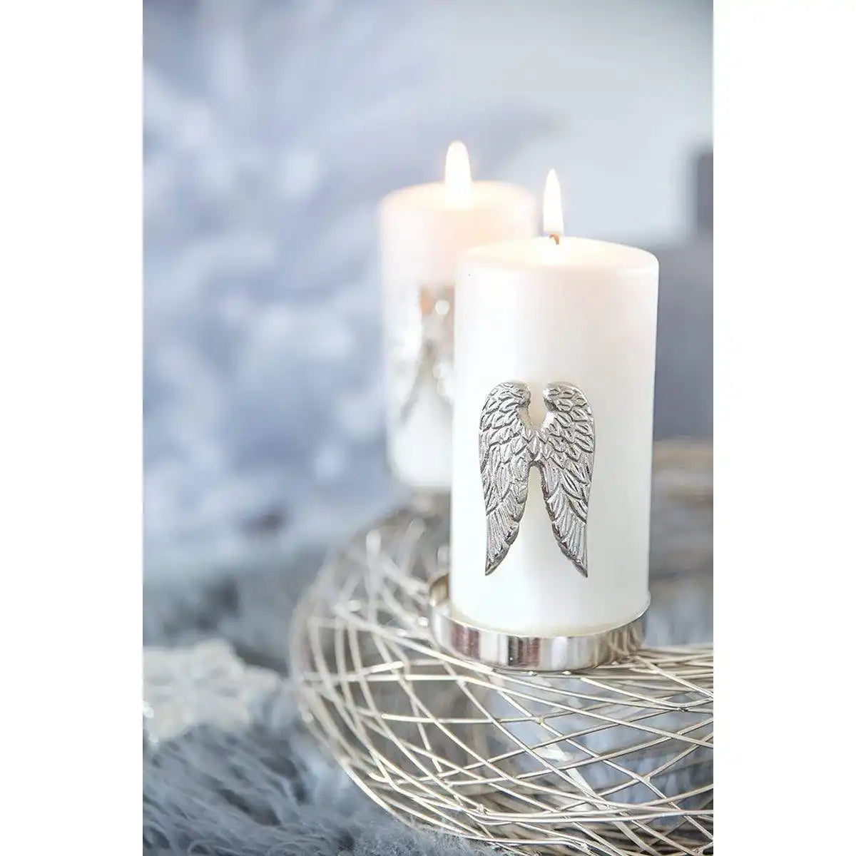 EDZARD 4er Set Kerzenpin Kerzenstecker Flügel Wings, Aluminium vernickelt, Höhe 7 cm - HomeDesign Knaus