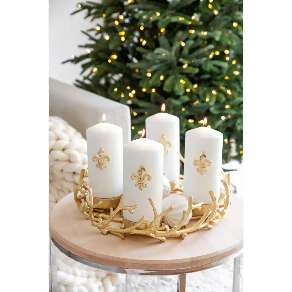EDZARD 4er Set Kerzenpin Kerzenstecker Lilie, Aluminium vernickelt goldfarben, Höhe 6,5 cm - HomeDesign Knaus