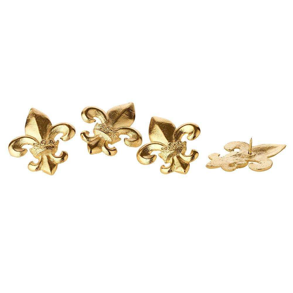 EDZARD 4er Set Kerzenpin Kerzenstecker Lilie, Aluminium vernickelt goldfarben, Höhe 6,5 cm - HomeDesign Knaus