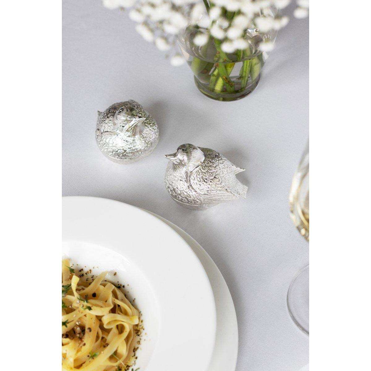 EDZARD Salz- und Pfefferstreuer Spatzen, Höhe 6 cm, edel versilbert, anlaufgeschützt - HomeDesign Knaus