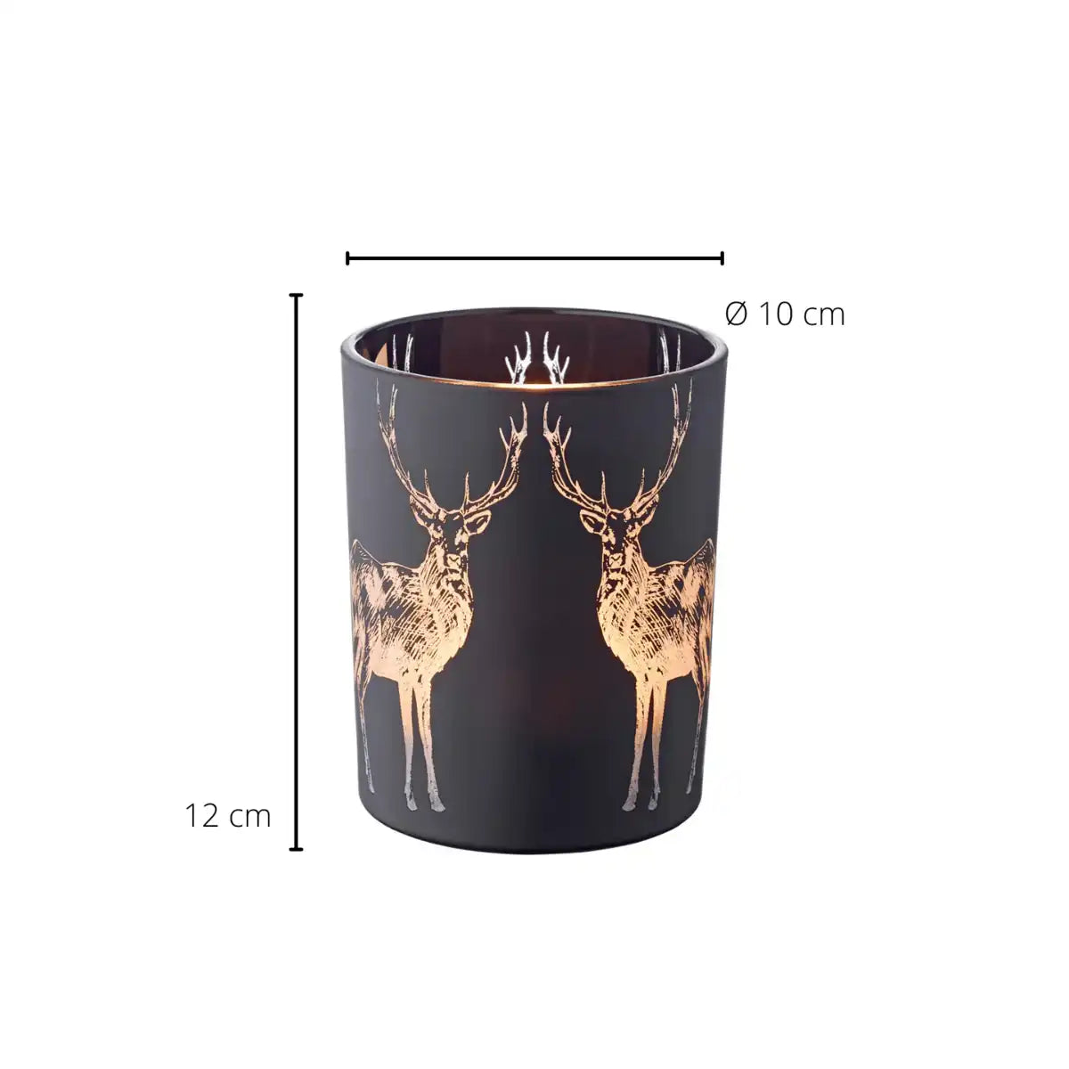 EDZARD Teelichthalter Tiu, matt-schwarzes Glas, Höhe 13 cm - HomeDesign Knaus