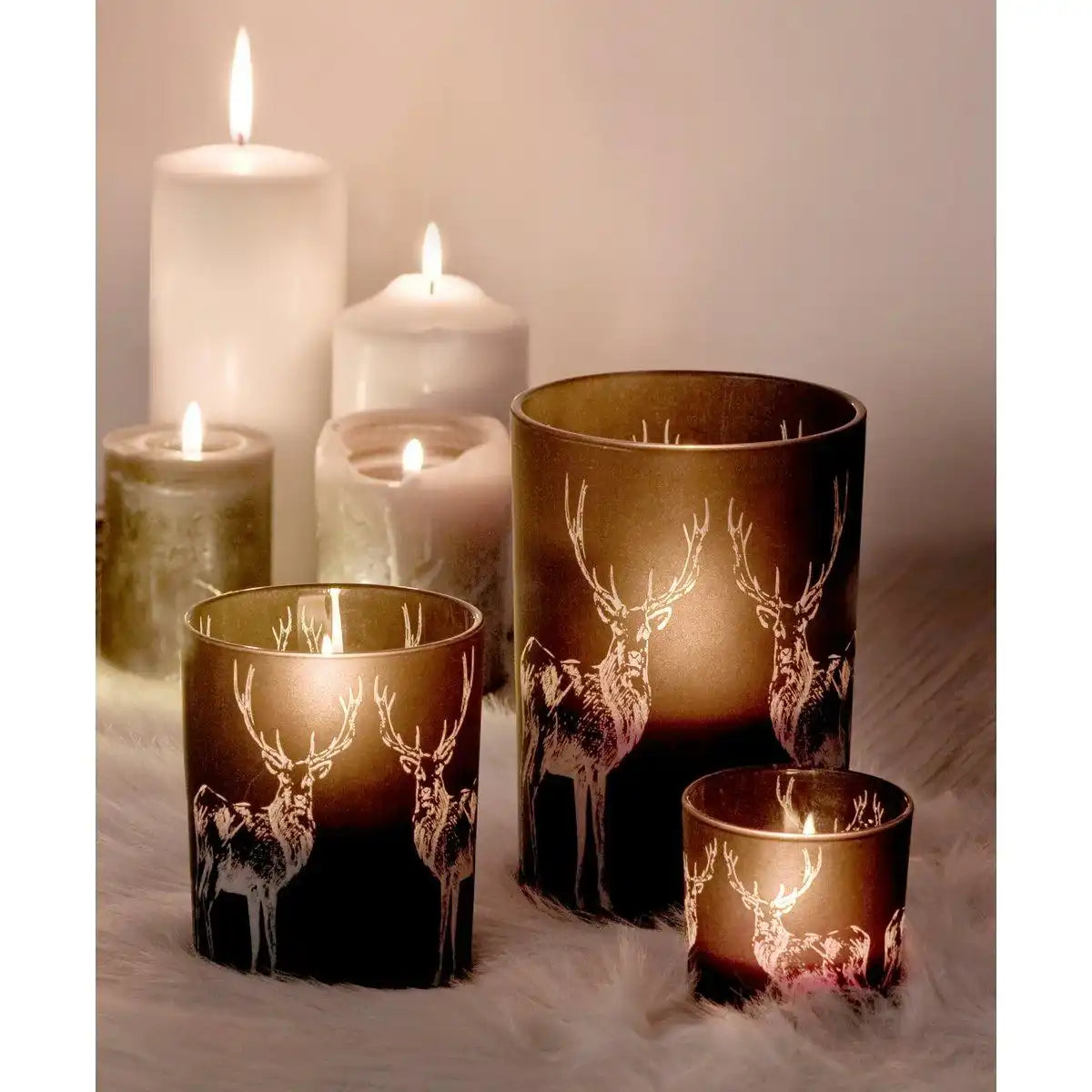 EDZARD Teelichthalter Tiu, matt-schwarzes Glas, Höhe 13 cm - HomeDesign Knaus