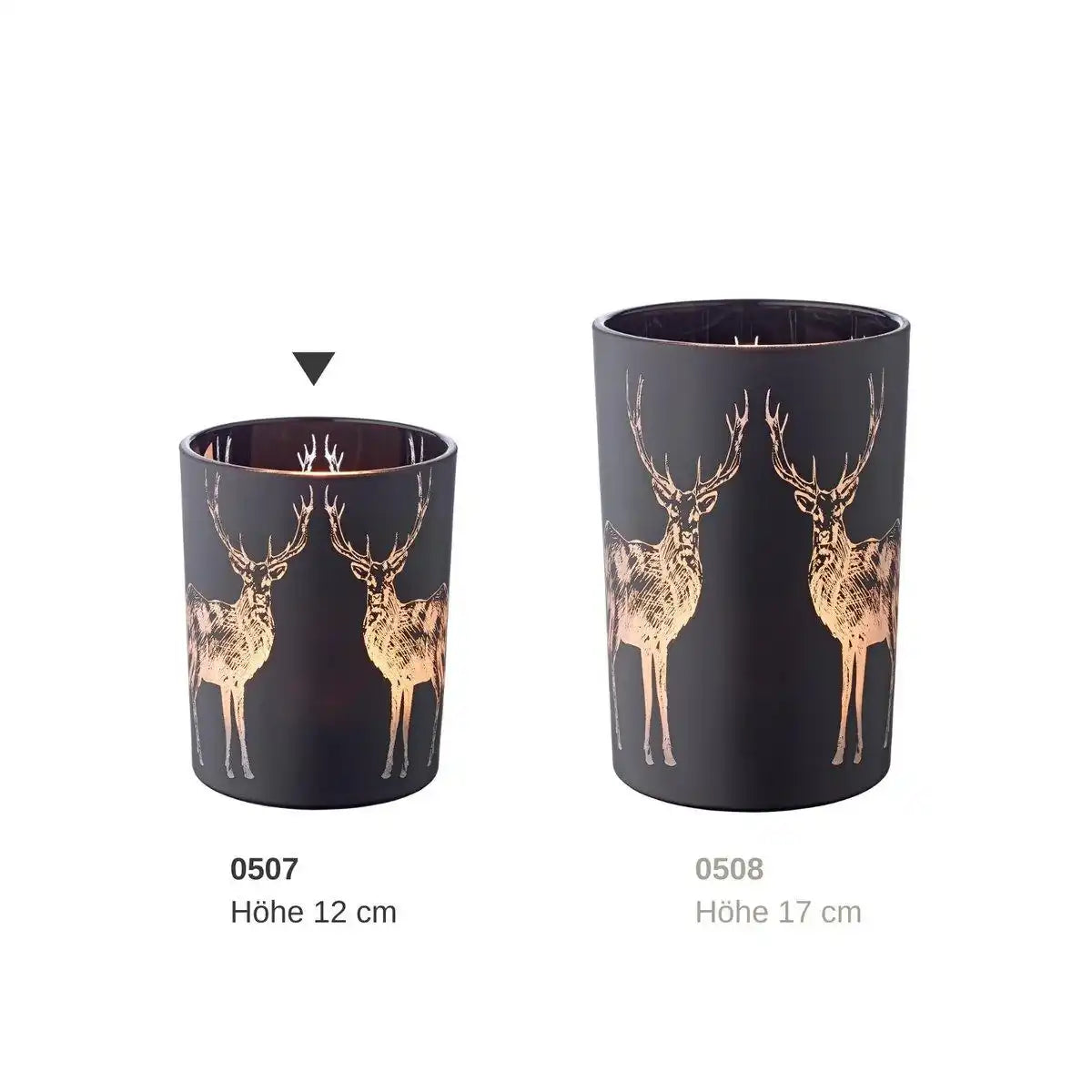 EDZARD Teelichthalter Tiu, matt-schwarzes Glas, Höhe 13 cm - HomeDesign Knaus