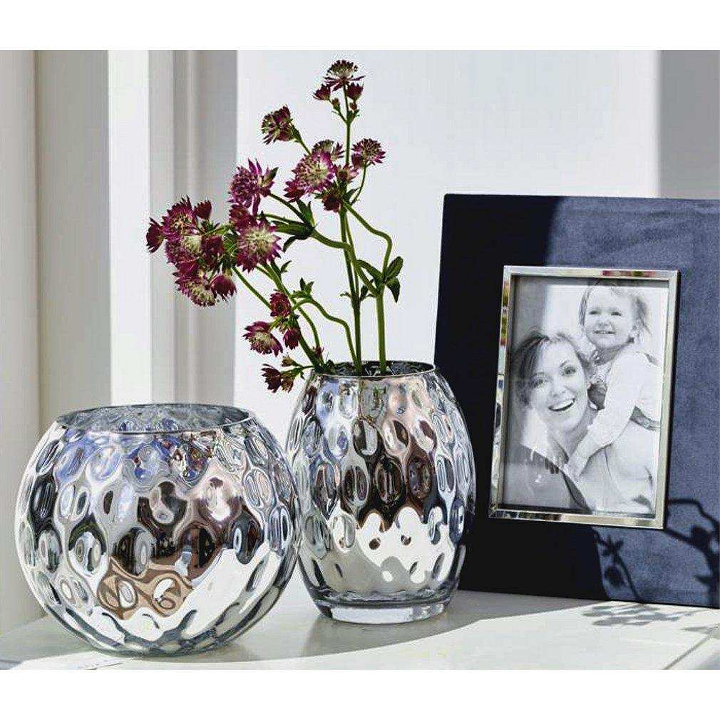 EDZARD Vase San Juan, Glas silbern beschichtet, Höhe 19 cm, Durchmesser 25 cm, Öffnung Durchmesser 16 cm - HomeDesign Knaus