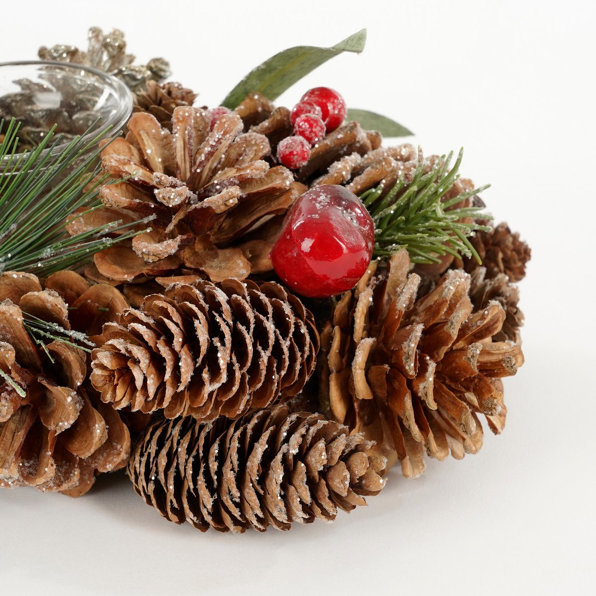 Weihnachtsstück mit Teelichthalter – L54 x B17 x H9 cm – Grün