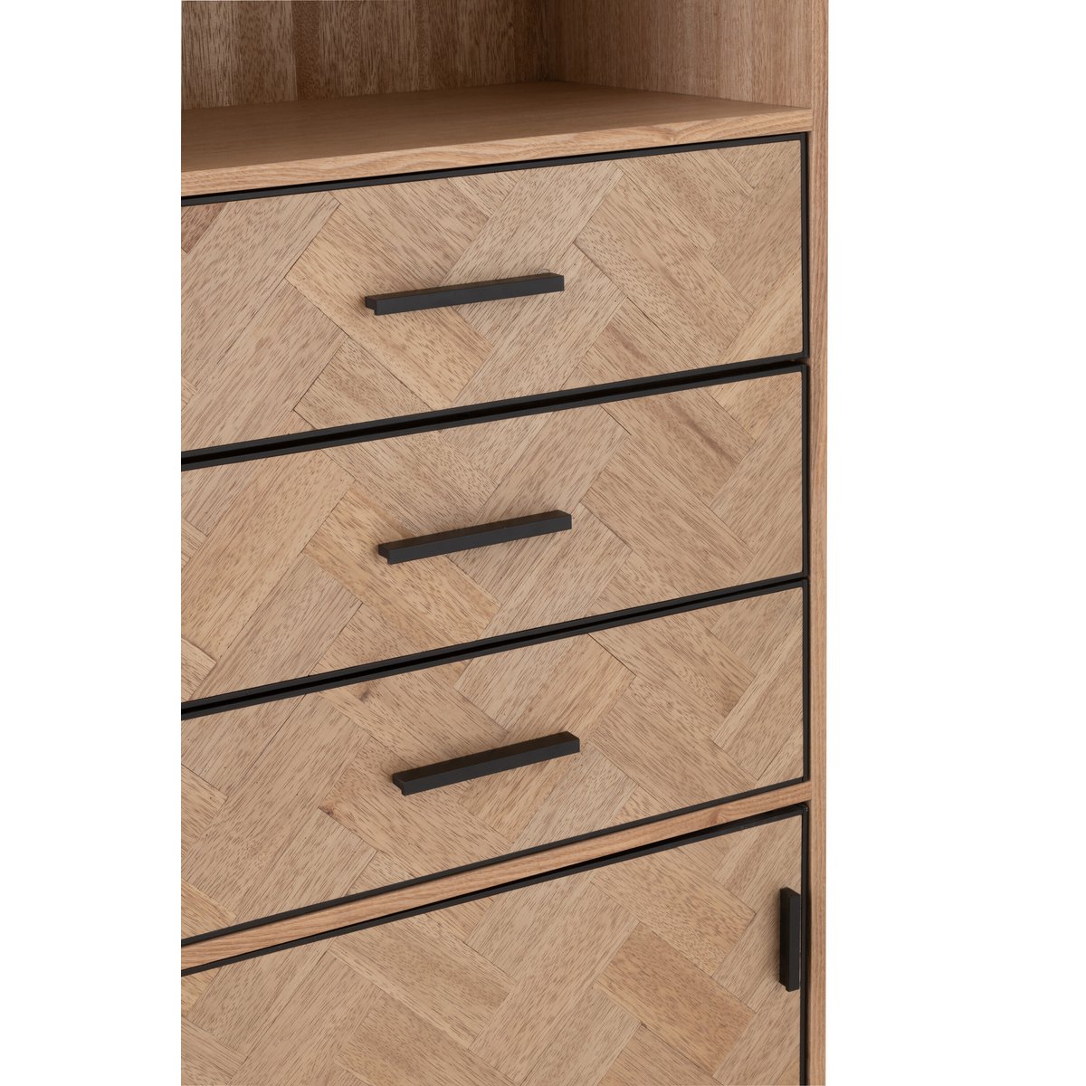 J-Line-Schrank Hoher Zigzag-Schrank – Holz/Metall – Natur/Schwarz