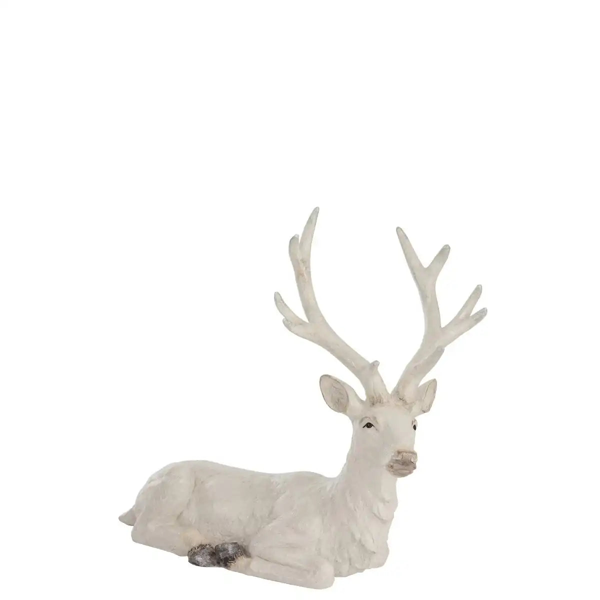 J-Line Weihnachtsfigur Hirsch liegend – Polyresin – Weiß