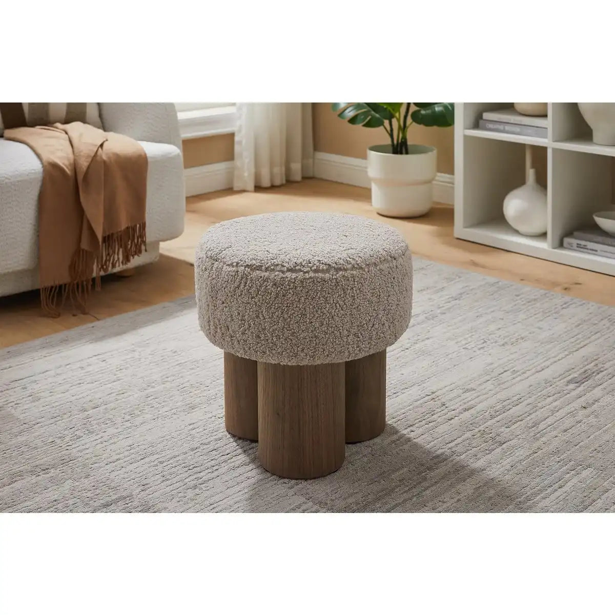 Sitzpouf Ø 50 cm Walnuss/Braun
