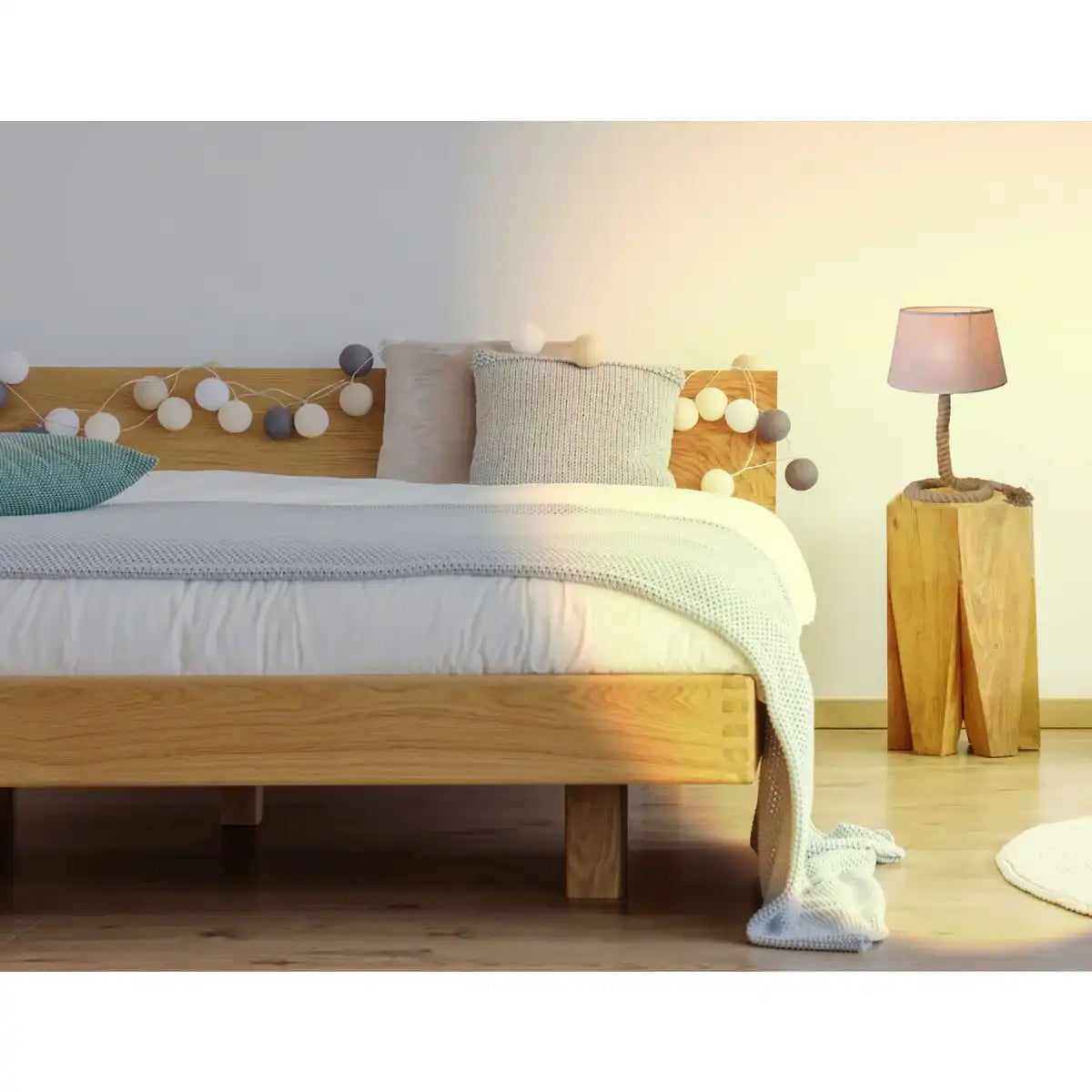 Tischleuchte mit Textilschirm "ROPE", Tischlampe aus Metall, Kunststoff, Jute und Textil in weiß, mit E14-Fassung, für Wohnräume, Diele oder Büro, 40 cm hoch