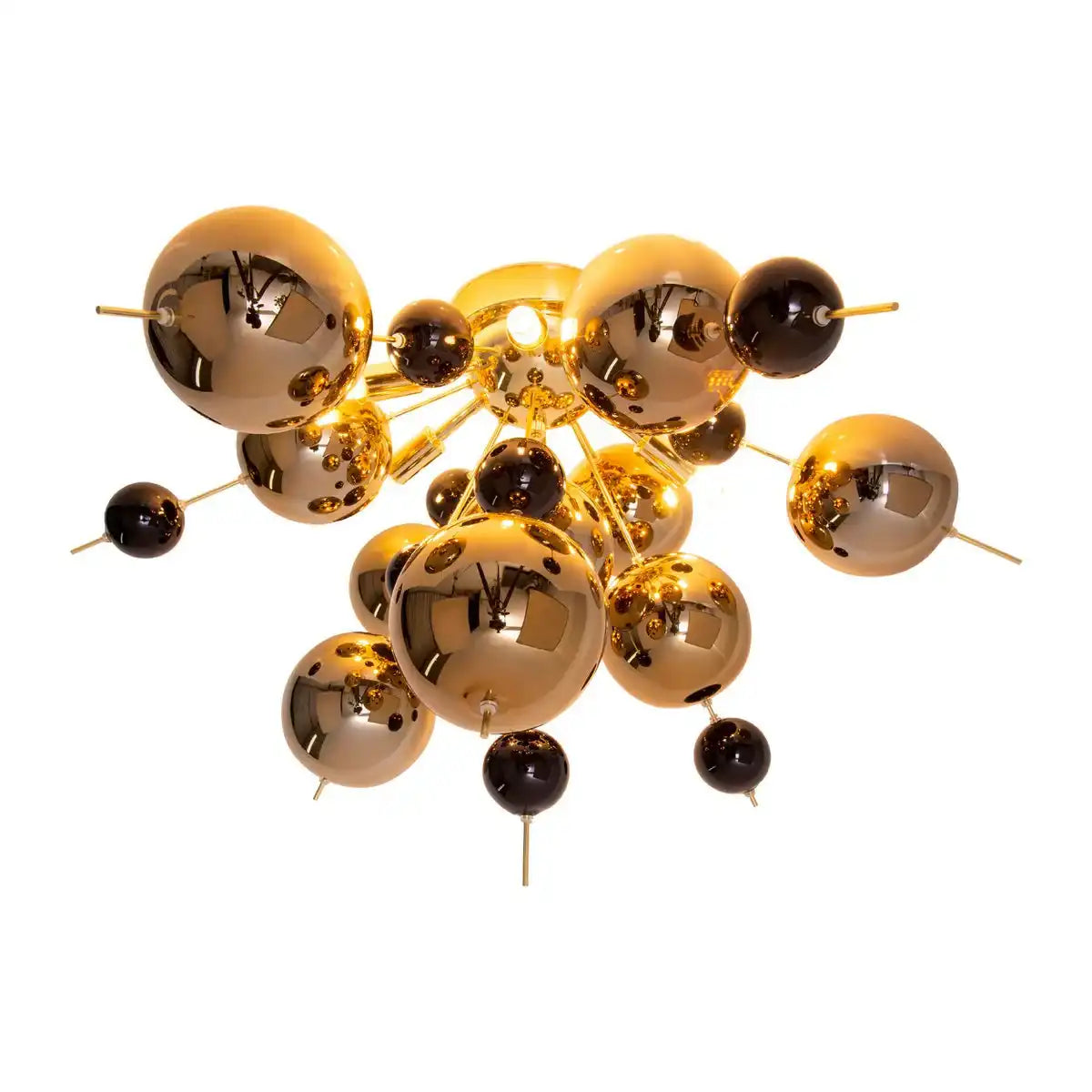 Deckenleuchte "EXPLOSION" Gold aus Metall und Glas, G9 Fassungen, Deckenlampe für Esszimmer, Wohnzimmer, Diele oder Büro, Ø57 cm