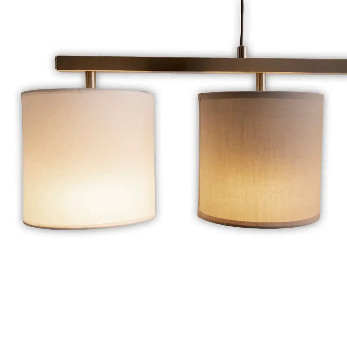 4er Pendelleuchte "TILDE", klassische Pendellampe aus Metall und Textil in Grau und Weiß, mit E27-Fassung, höhenverstellbar, 86 cm lang, ideal als Esszimmerleuchte