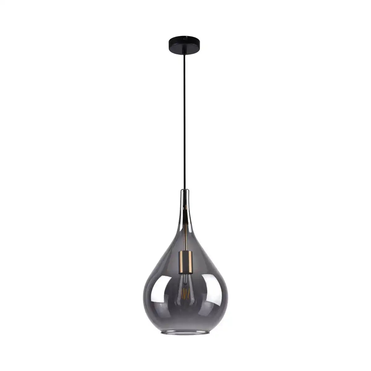 Pendelleuchte "Gota", Retro Klassiker Pendellampe aus schwarzem Rauchglas Ø 25 cm, mit E27-Fassungen, 150 hoch, ideal für Esszimmer, Wohnzimmer und Küche.