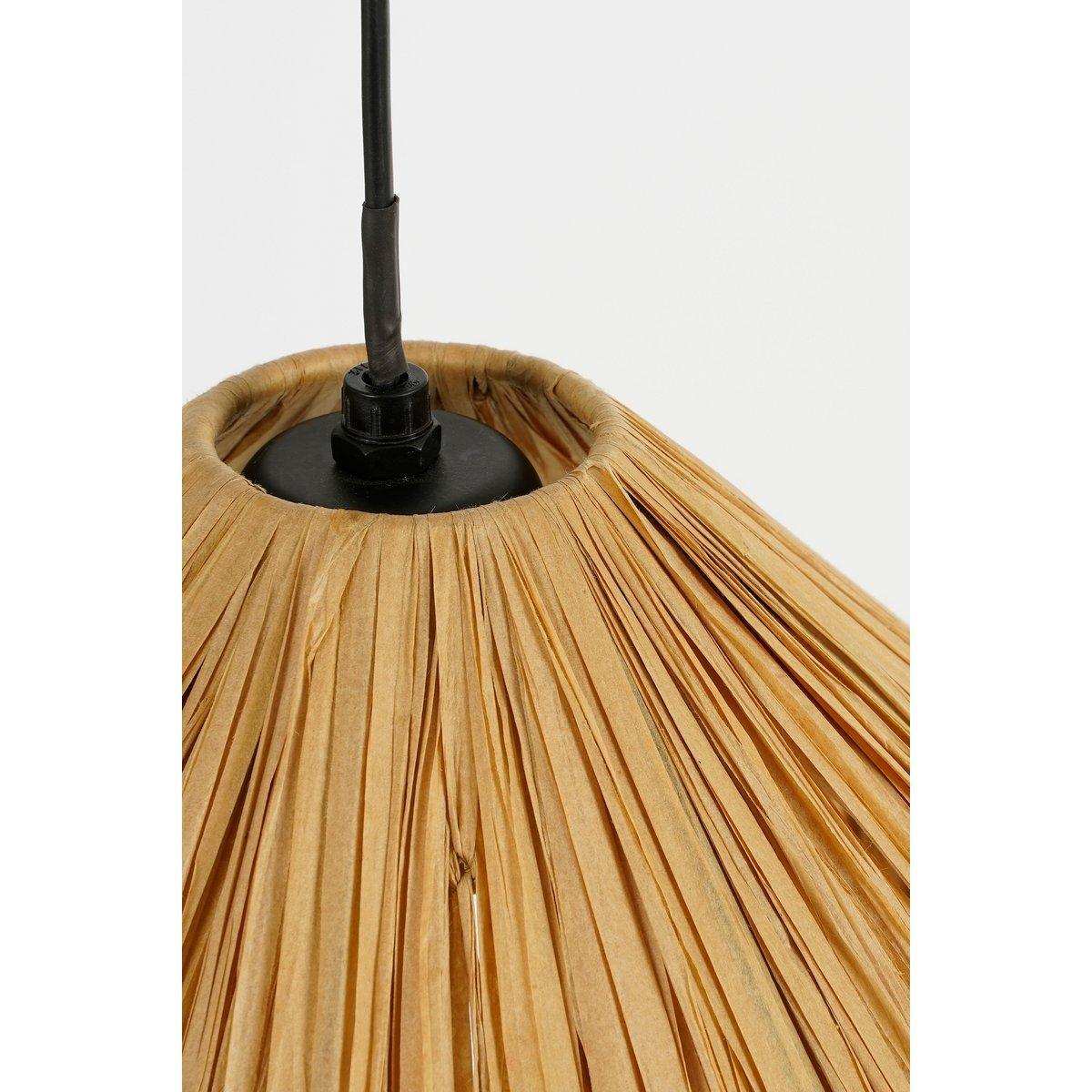 Elisa Hängelampe – H24 x Ø40 cm – Bast – Hellbraun - HomeDesign Knaus